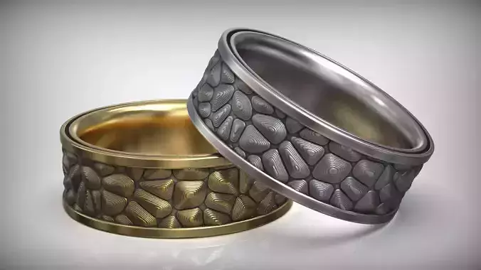 Abstract Relief Pattern Wedding Band 3D print model
