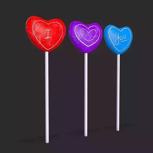 Trio Valentines Suckers Low-poly 3D model
