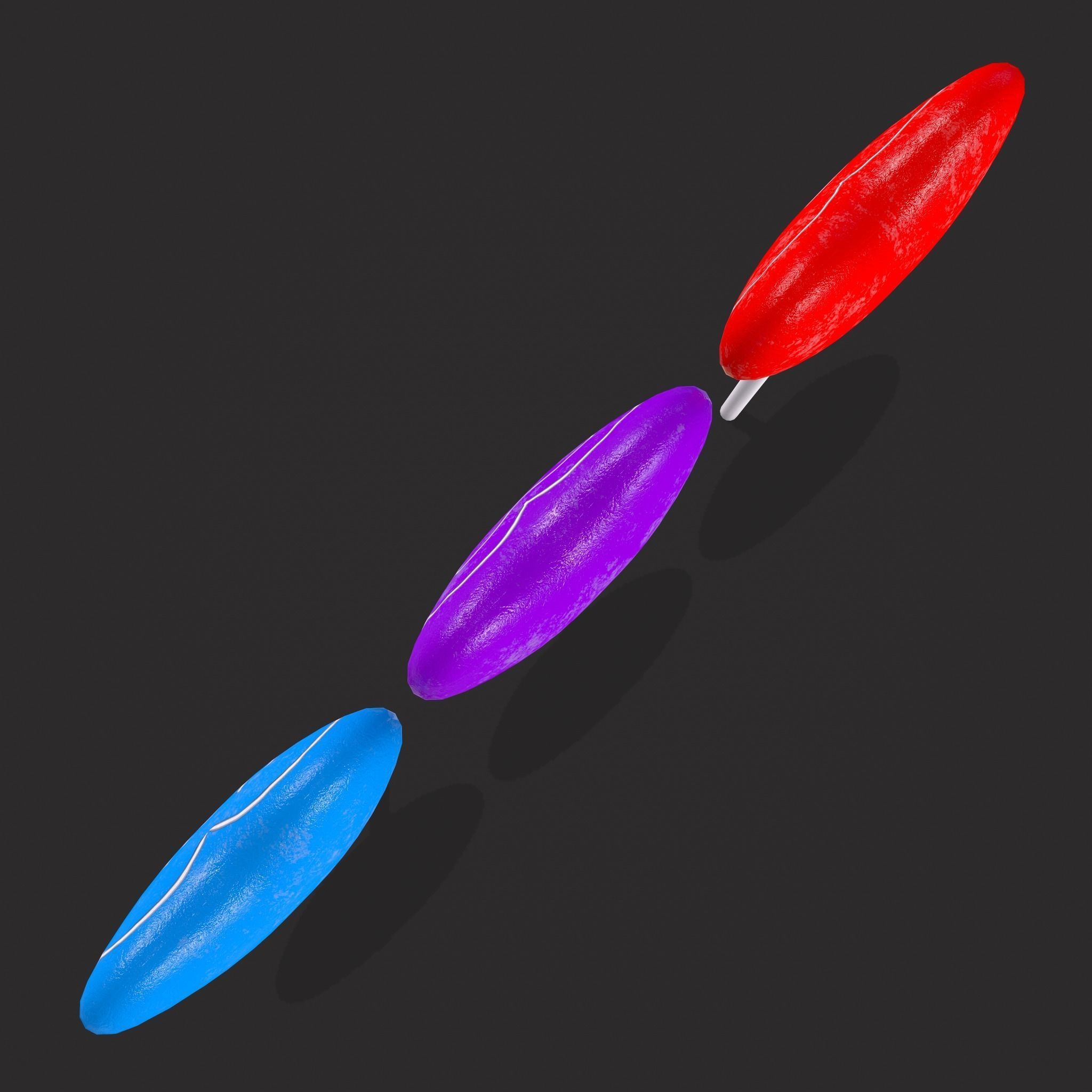 Trio Valentines Suckers Low-poly 3D model_7