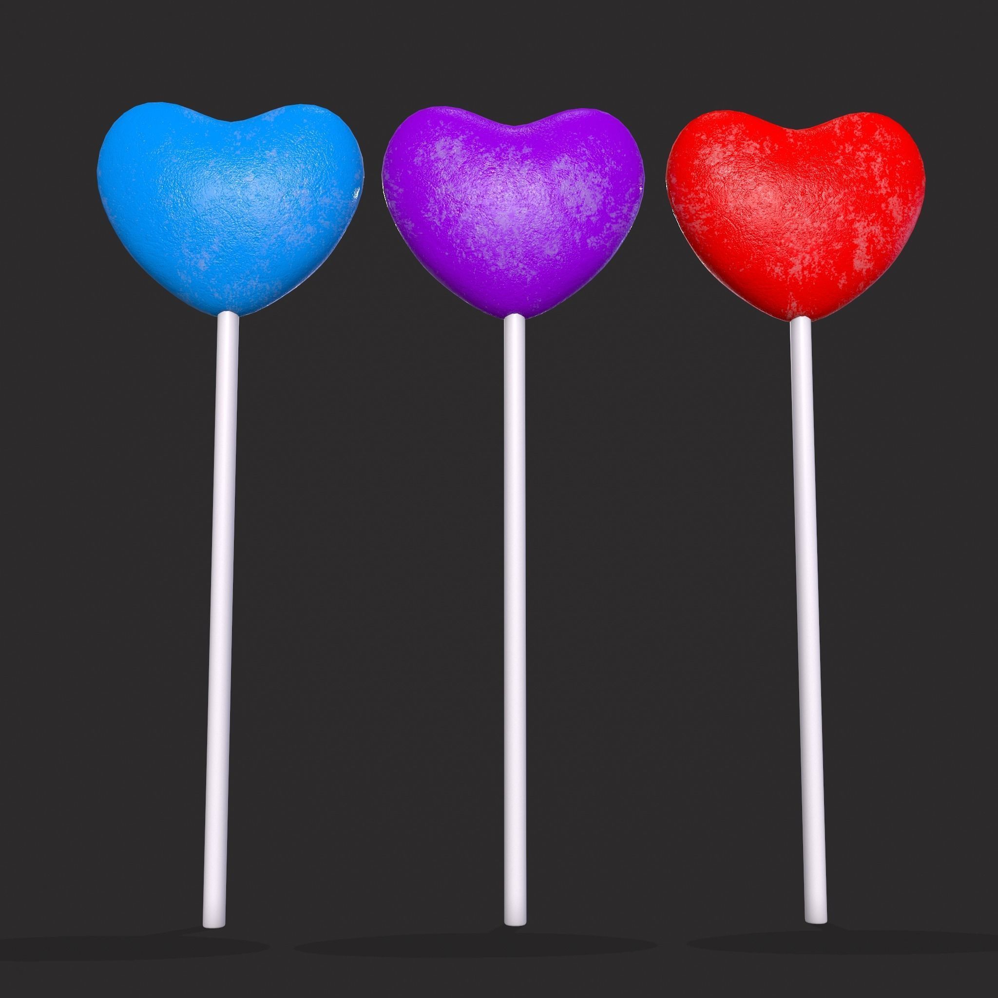 Trio Valentines Suckers Low-poly 3D model_9