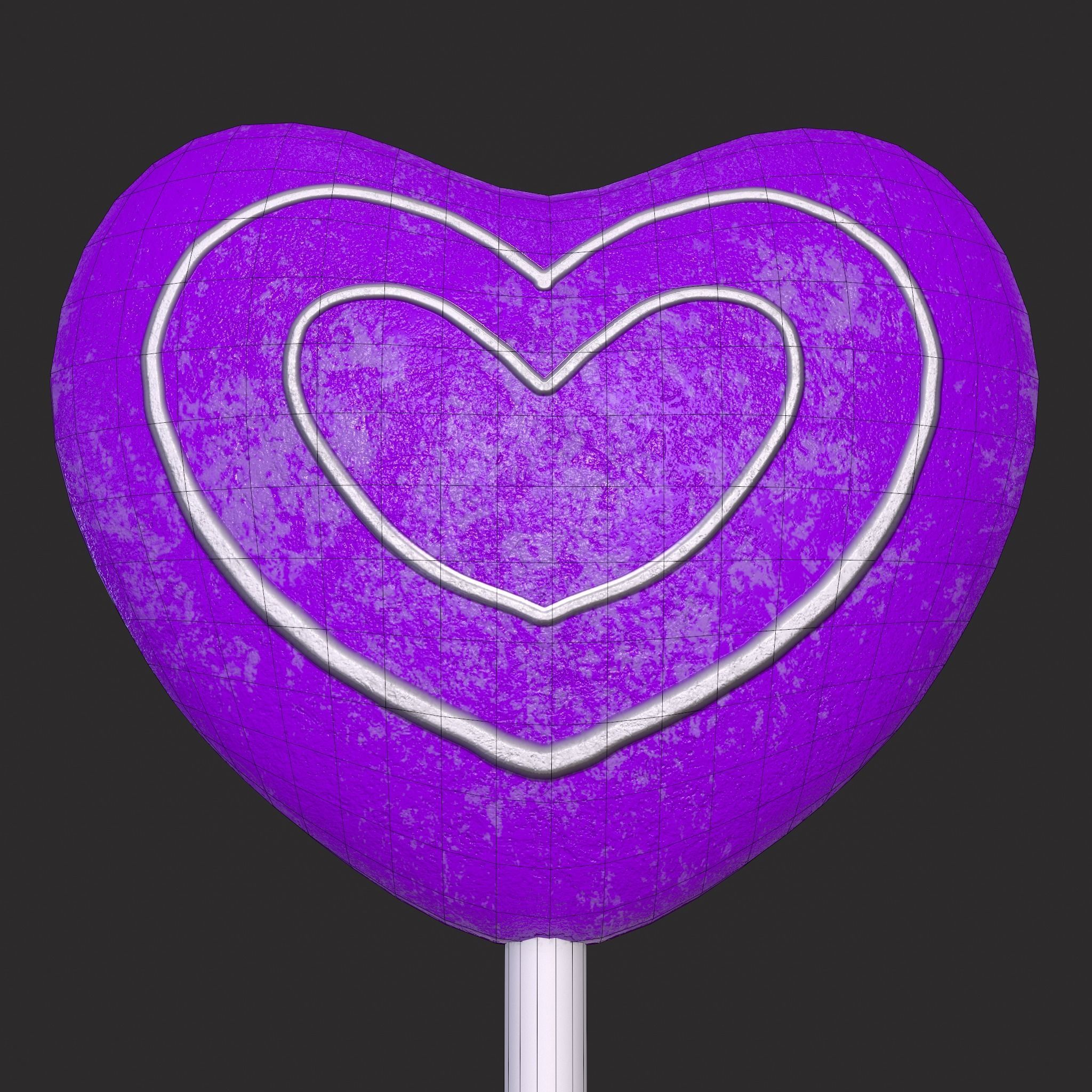 Trio Valentines Suckers Low-poly 3D model_16