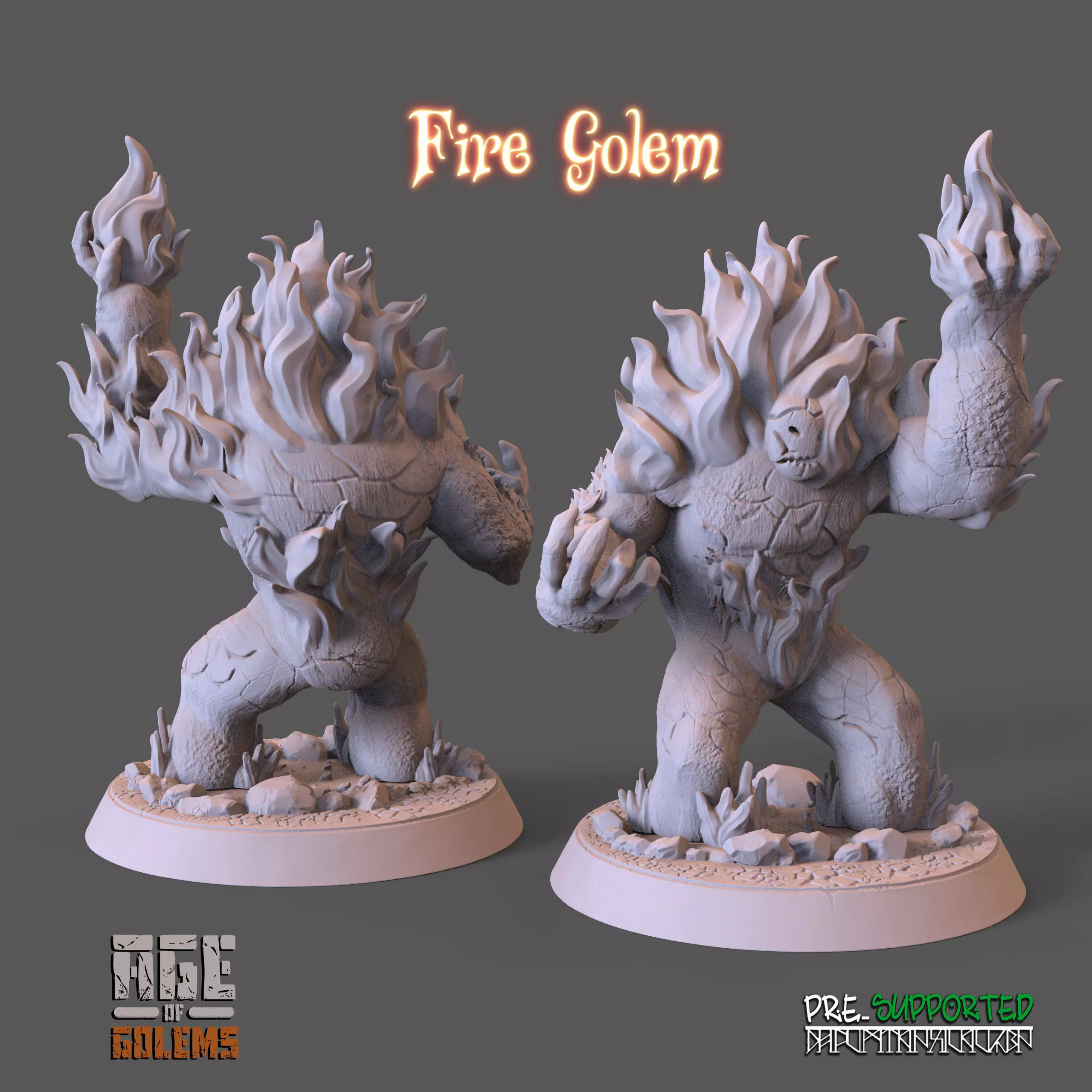 Fire Golem Pose 2 3D print model_0