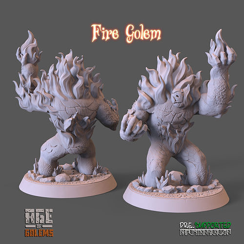 Fire Golem Pose 2 3D print model
