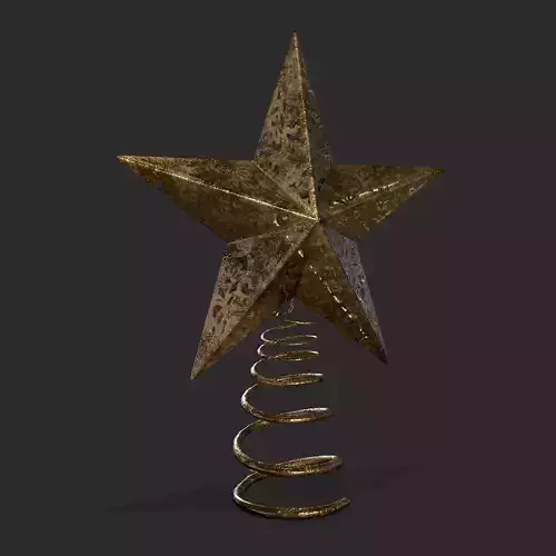 Christmas Tree Gold Star Tree Topper Low-poly 3D model