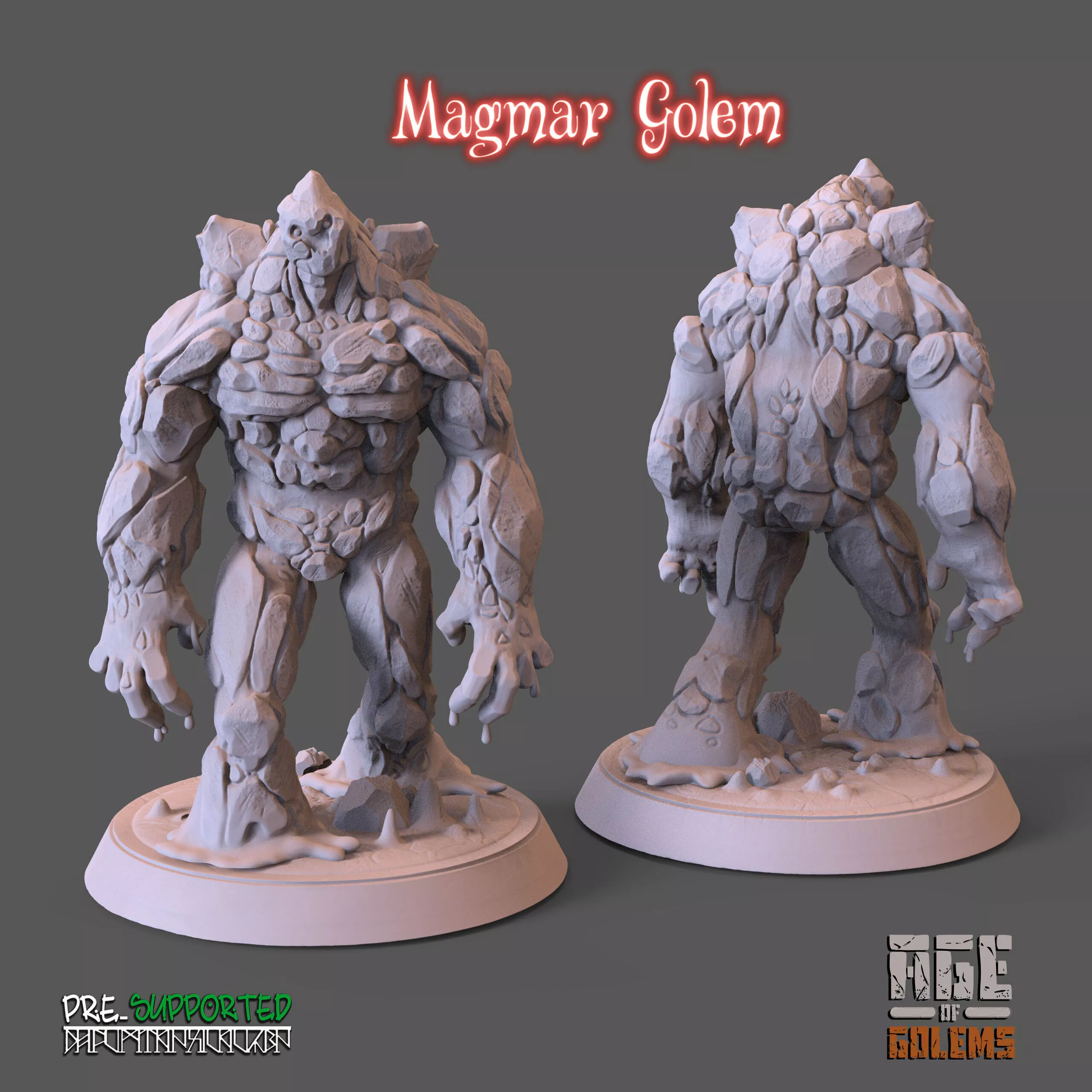 Magma Golem Pose 1 - Age of Golems 3D print model