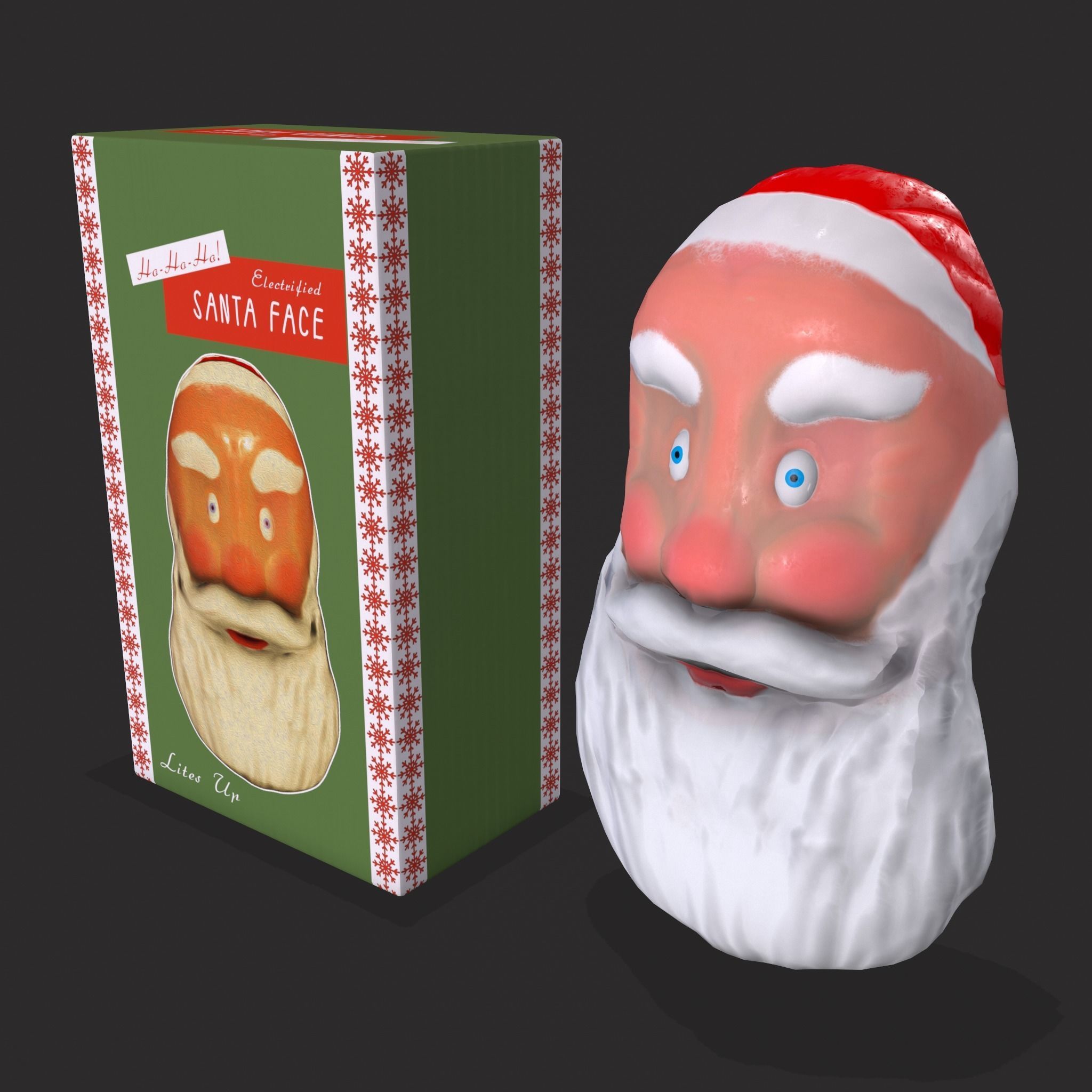 Vintage Santa Clause Mask With Box Low-poly 3D model_19