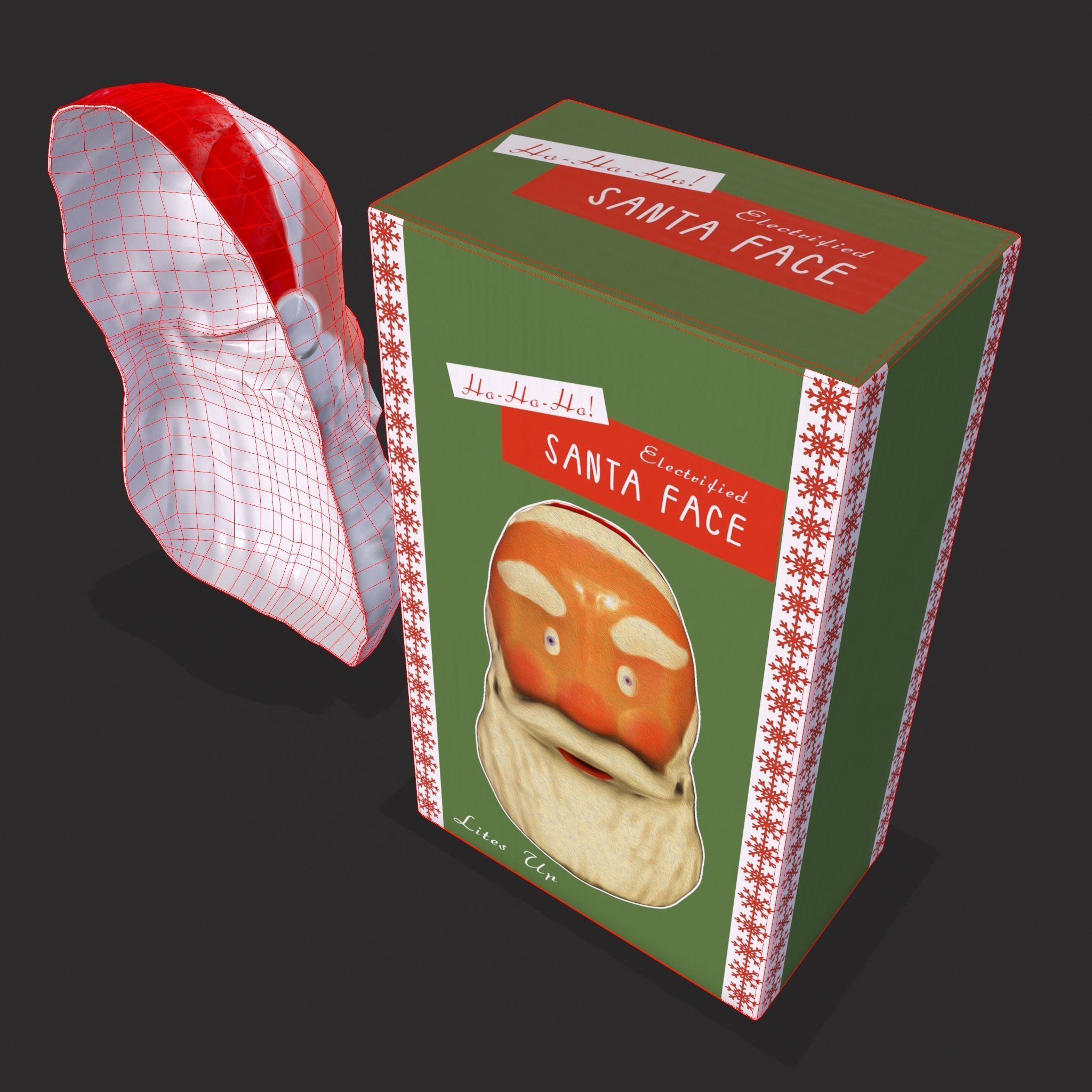 Vintage Santa Clause Mask With Box Low-poly 3D model_14