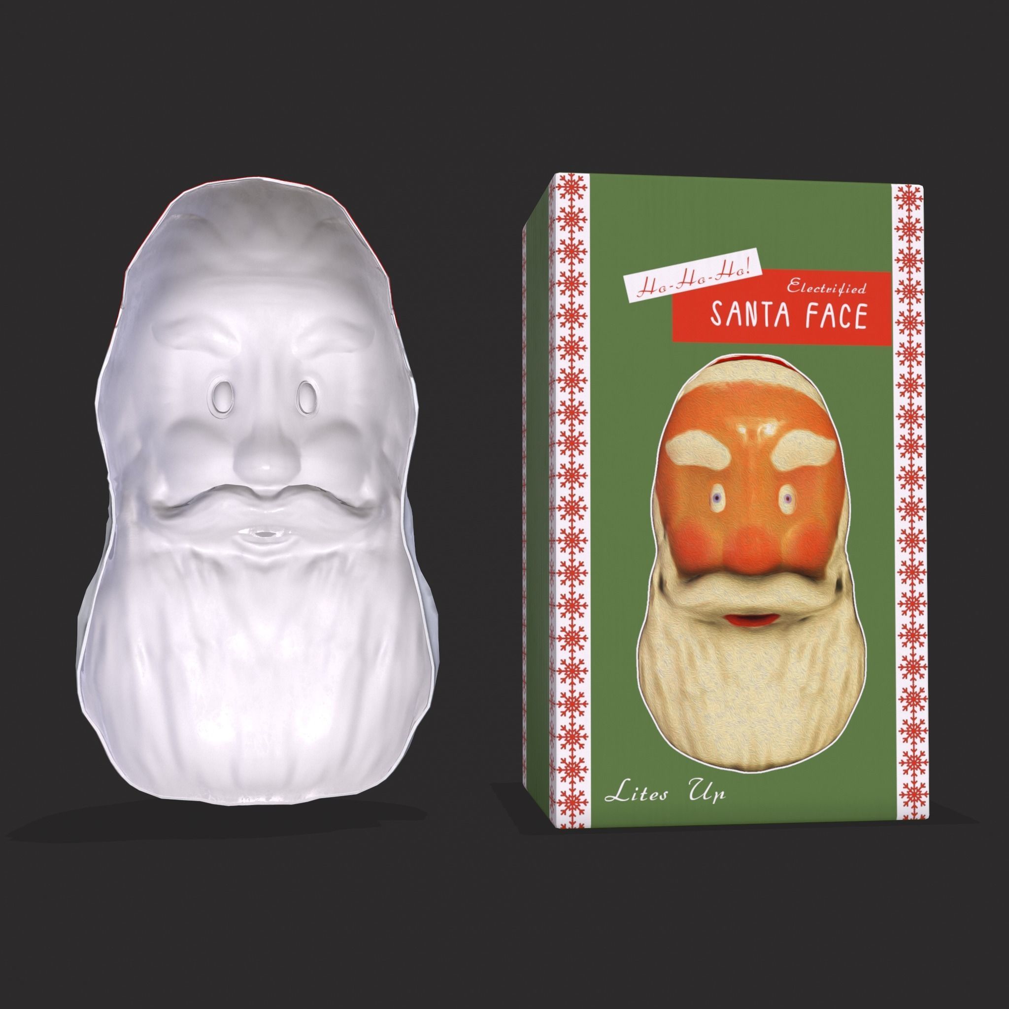 Vintage Santa Clause Mask With Box Low-poly 3D model_5