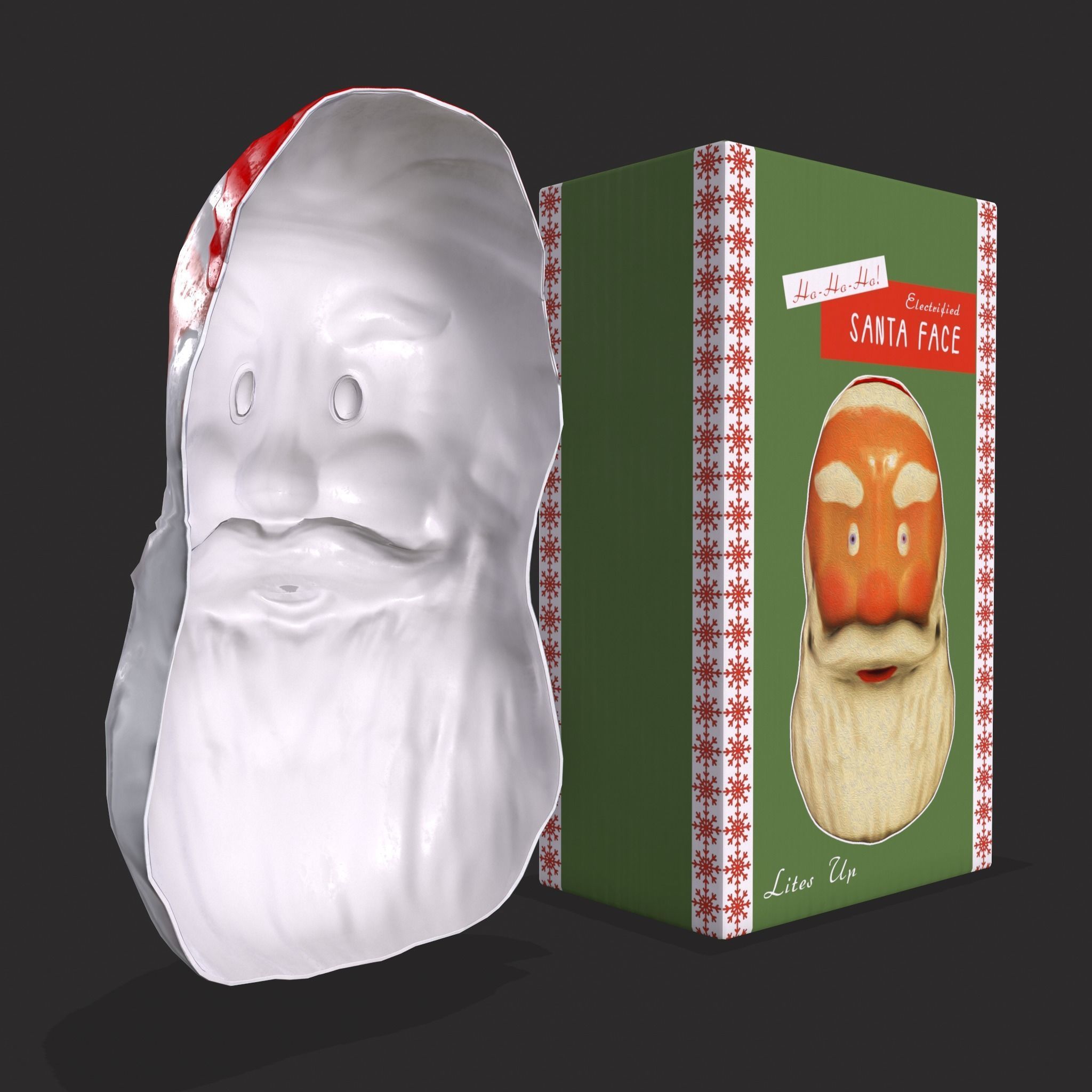 Vintage Santa Clause Mask With Box Low-poly 3D model_11