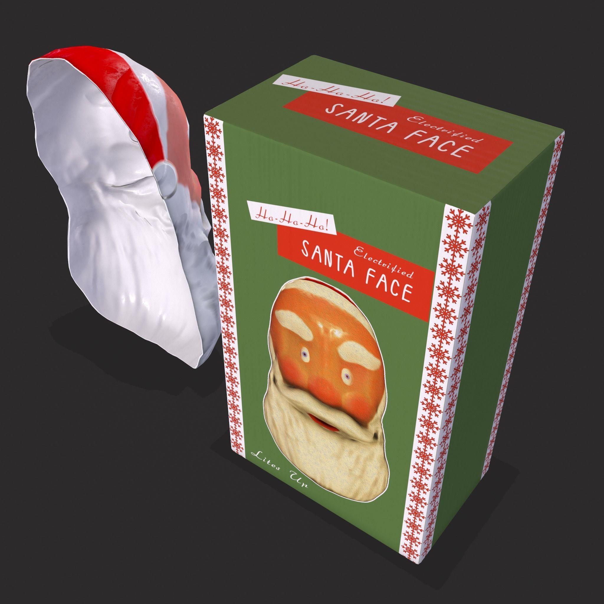 Vintage Santa Clause Mask With Box Low-poly 3D model_13