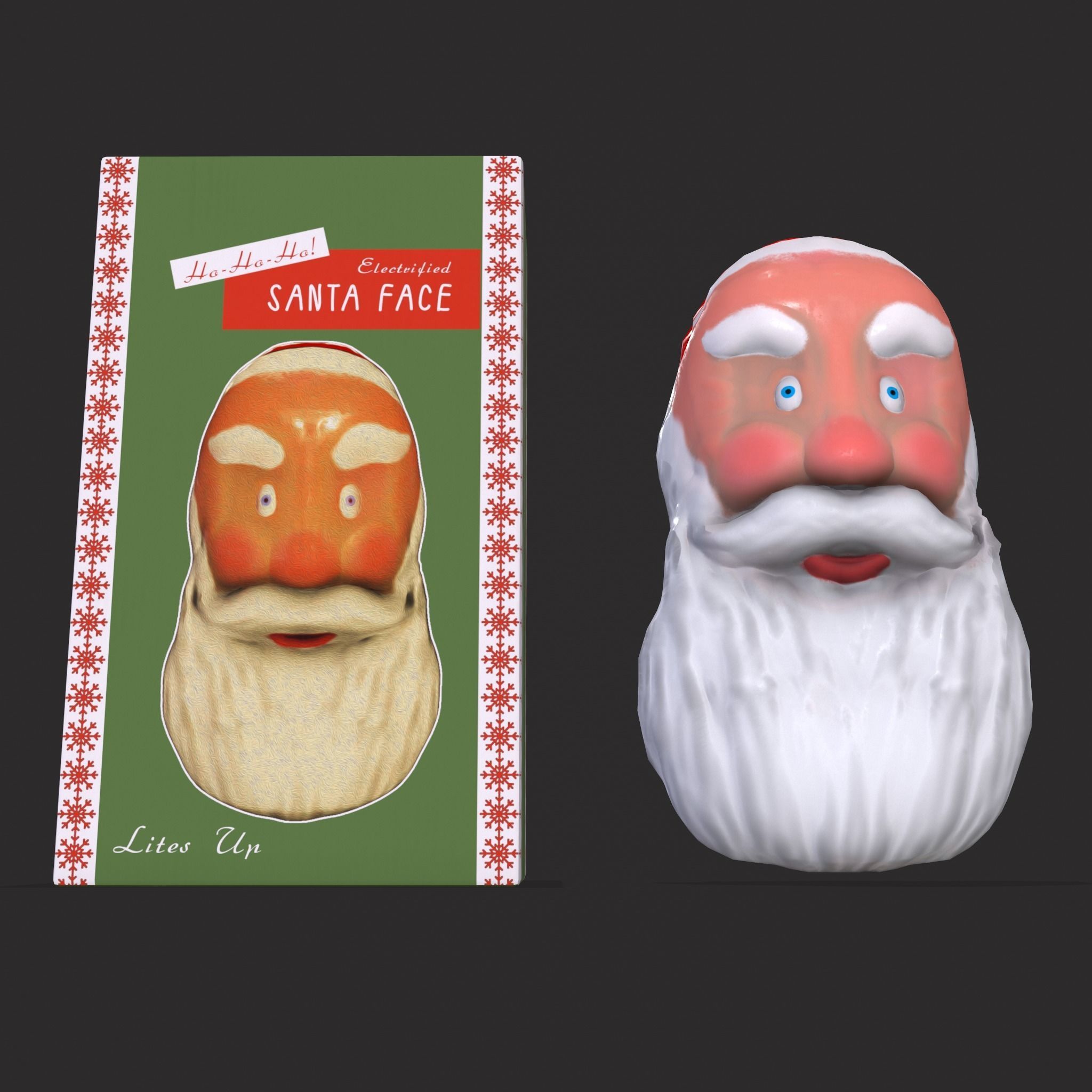 Vintage Santa Clause Mask With Box Low-poly 3D model_3