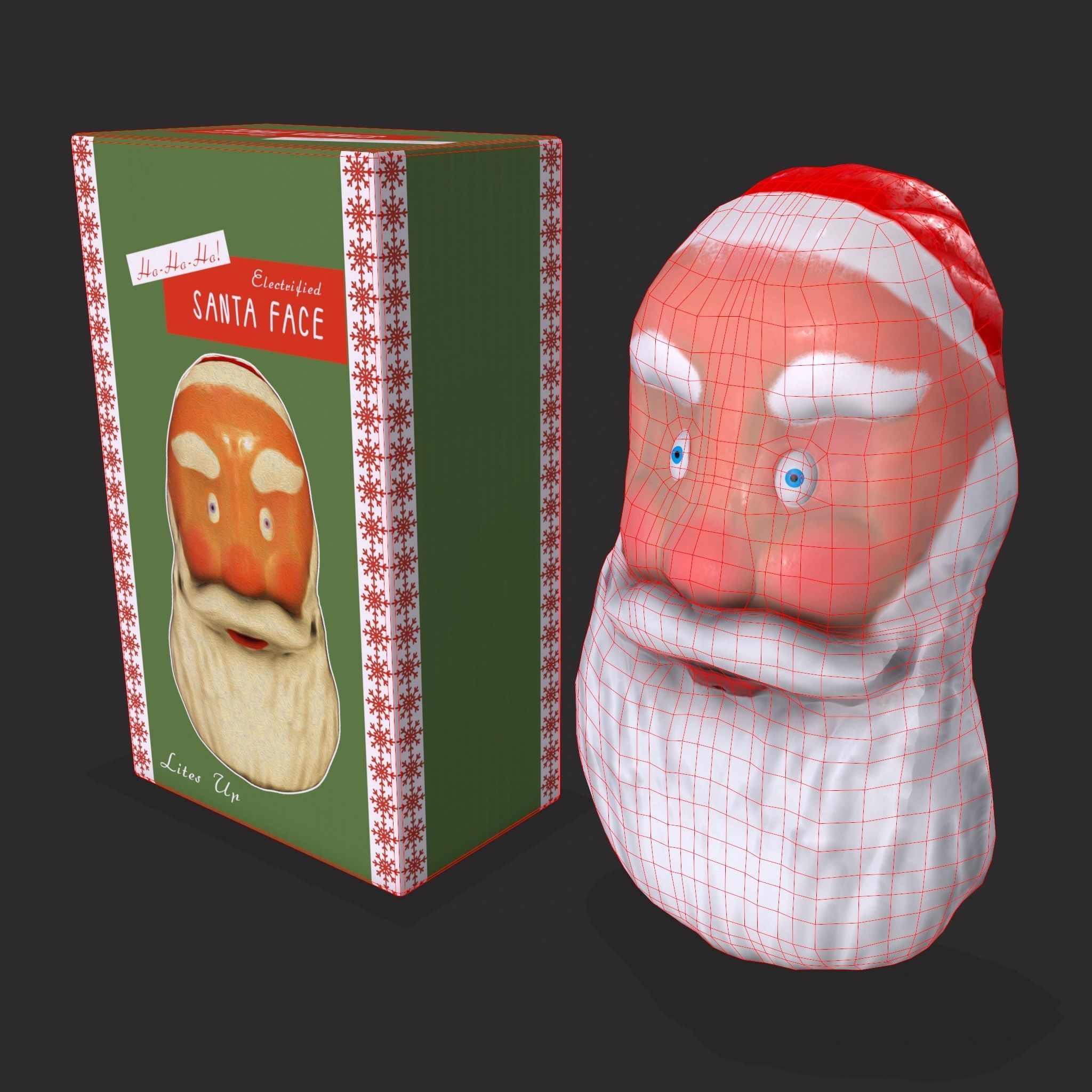 Vintage Santa Clause Mask With Box Low-poly 3D model_20