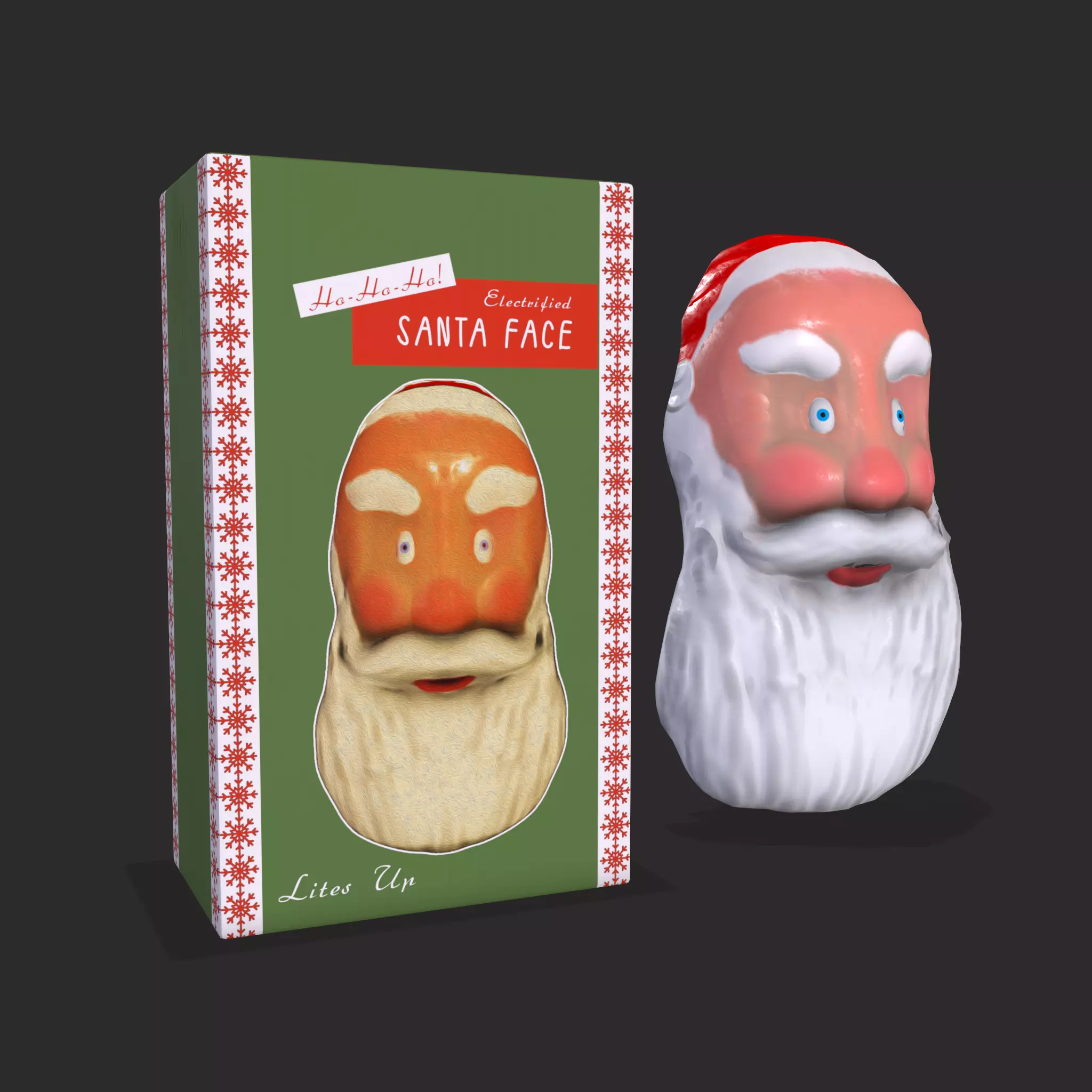 Vintage Santa Clause Mask With Box Low-poly 3D model_0
