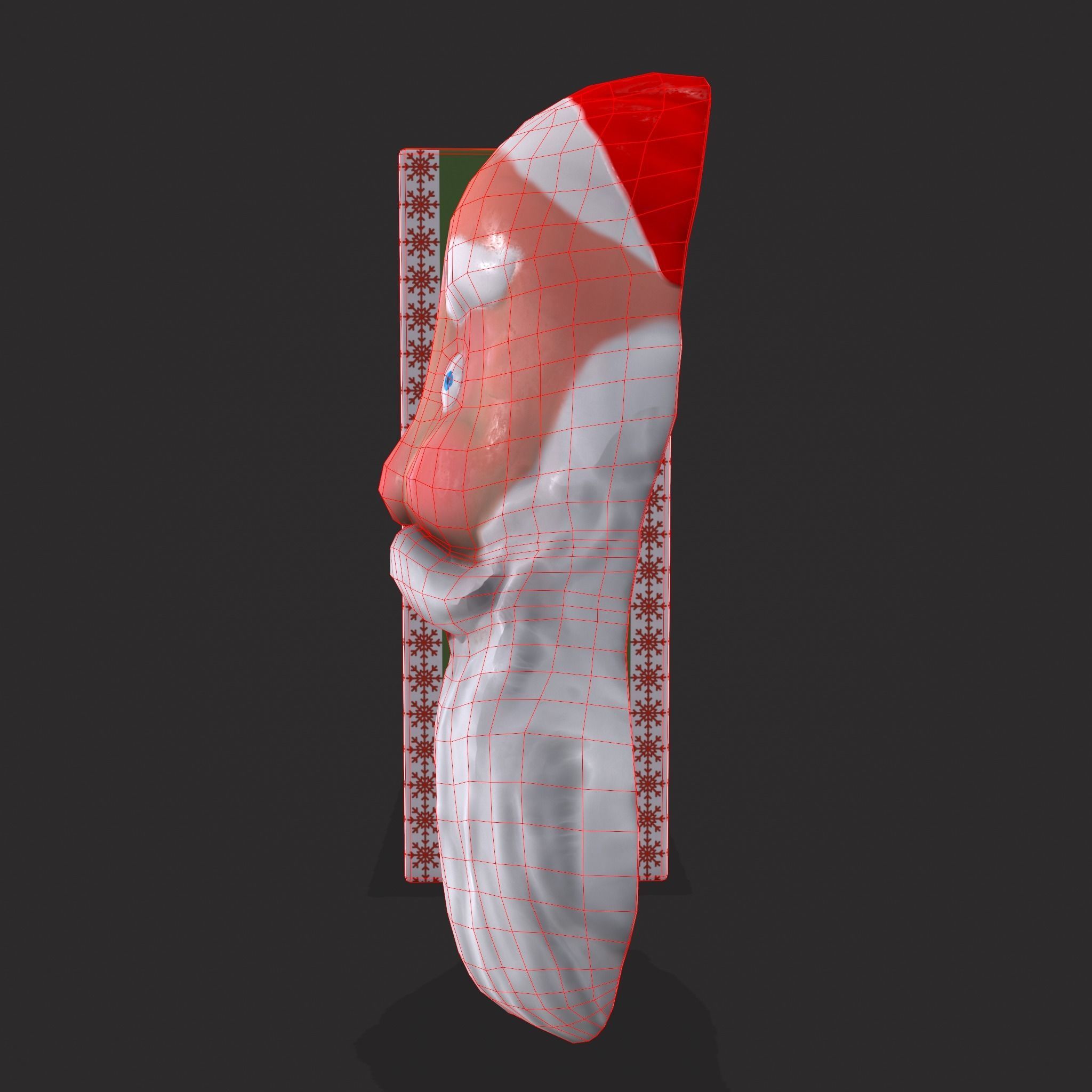 Vintage Santa Clause Mask With Box Low-poly 3D model_10