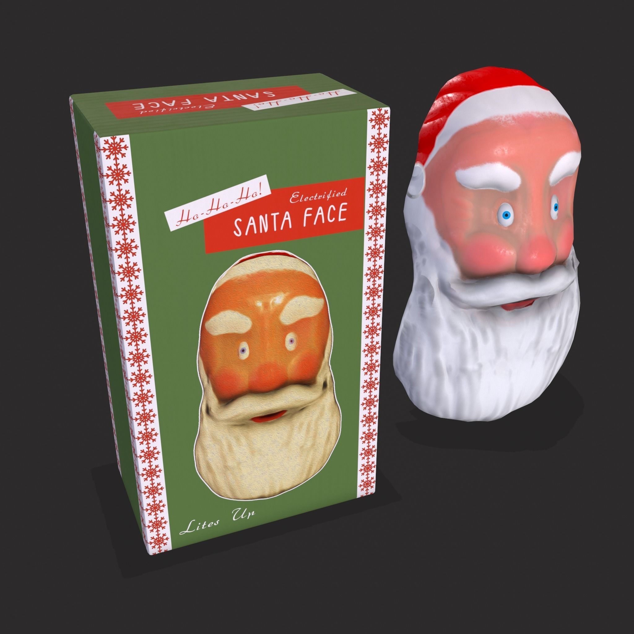 Vintage Santa Clause Mask With Box Low-poly 3D model_7