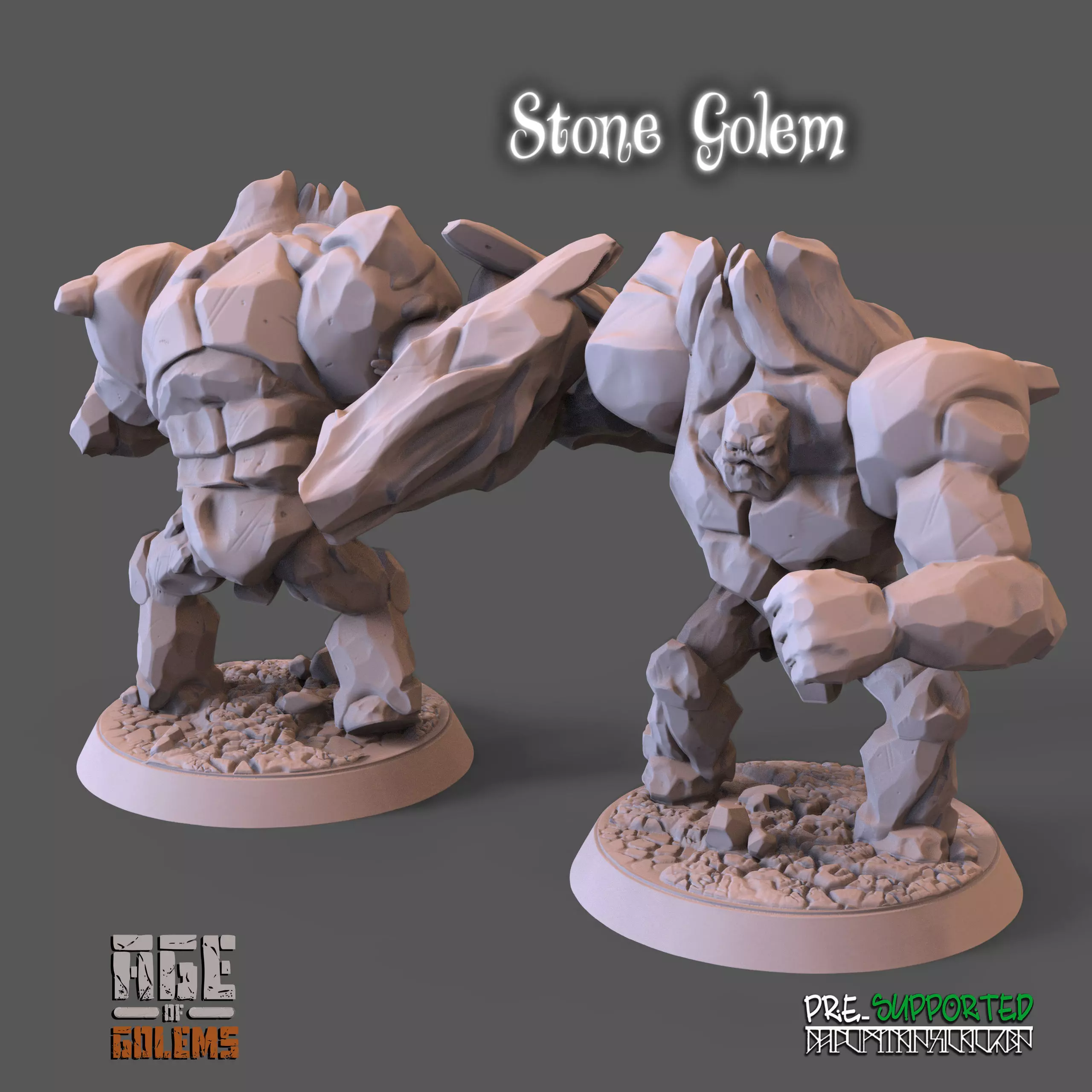 Stone Golem Pose 2 - Age of Golems 3D print model_0