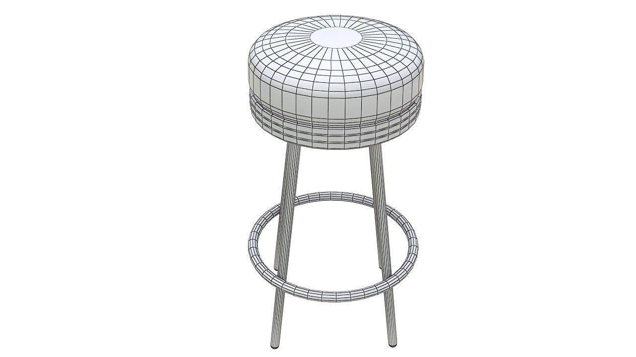 Round stool chrome base 3D model_5