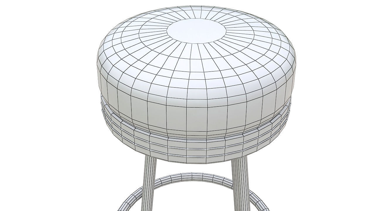 Round stool chrome base 3D model_4