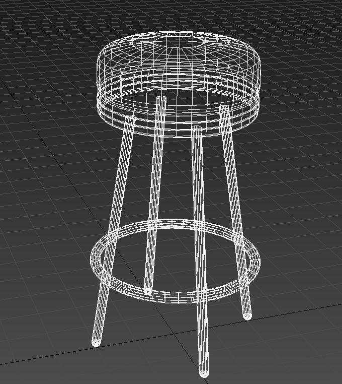 Round stool chrome base 3D model_11