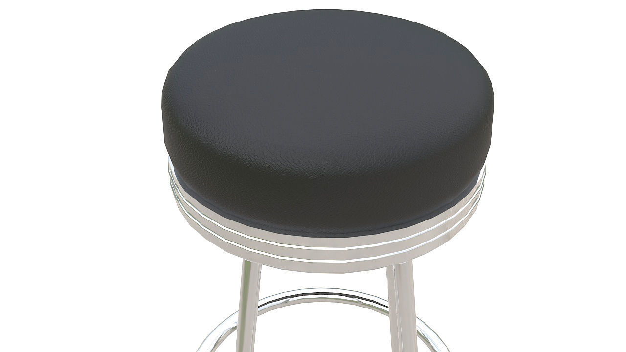 Round stool chrome base 3D model_3