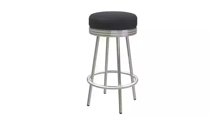 Round stool chrome base 3D model