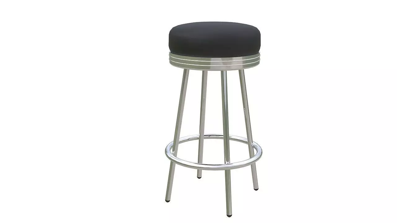 Round stool chrome base 3D model_0