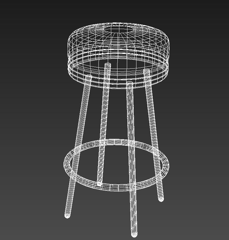 Round stool chrome base 3D model_9