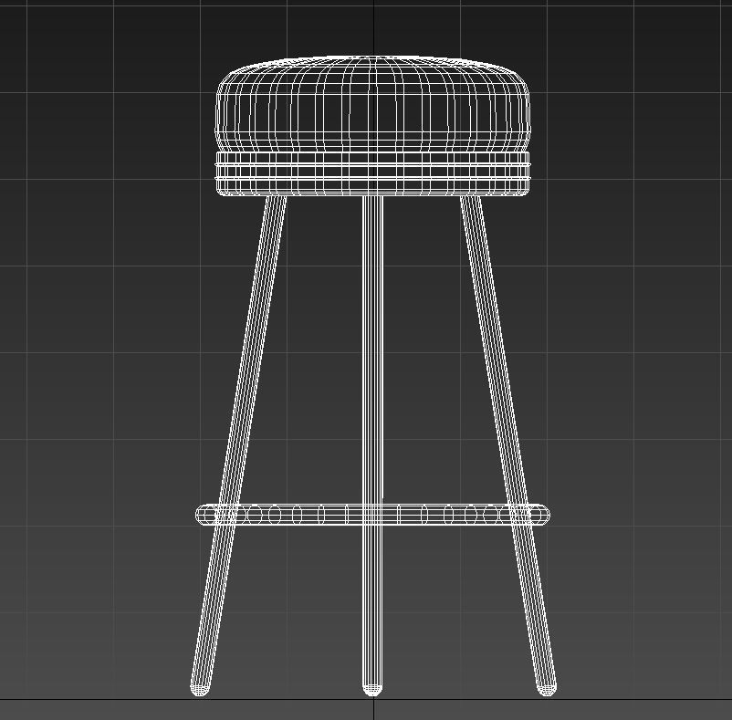 Round stool chrome base 3D model_8