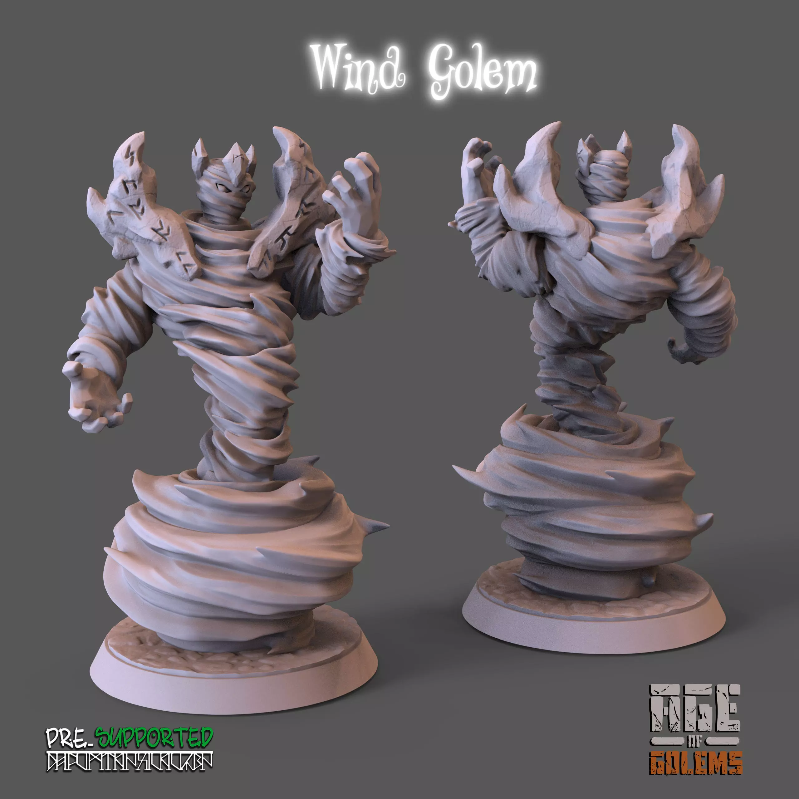 Wind golem Pose 1 - Age of Golems 3D print model_0