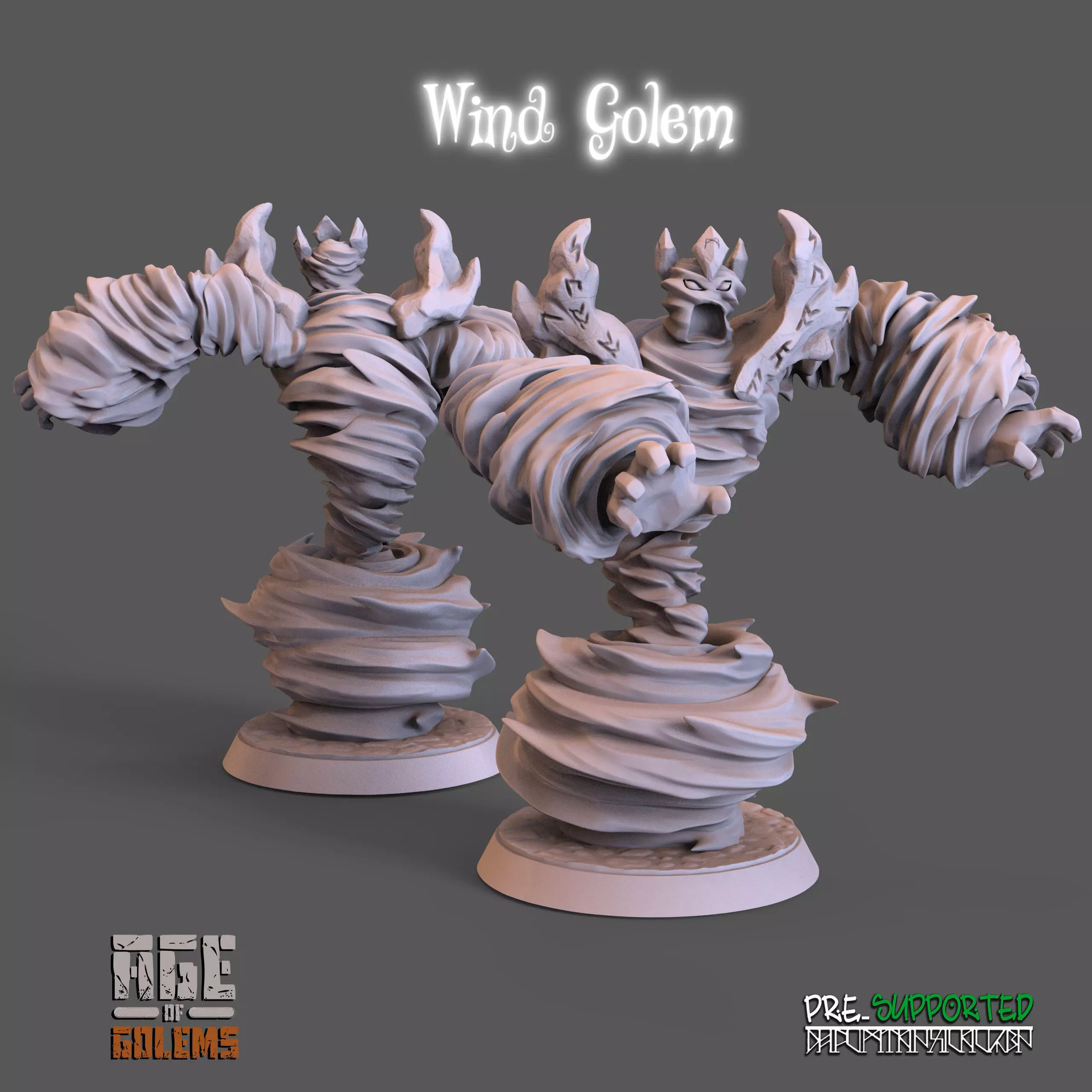 Wind Golem Pose 2 - Age of Golems 3D print model_0