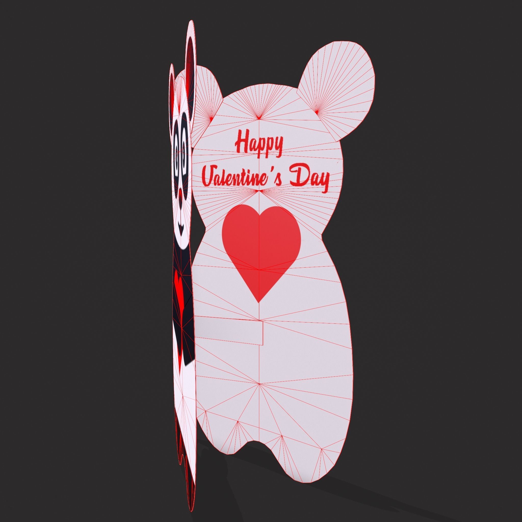 Valentines Panda Love Card Low-poly 3D model_10