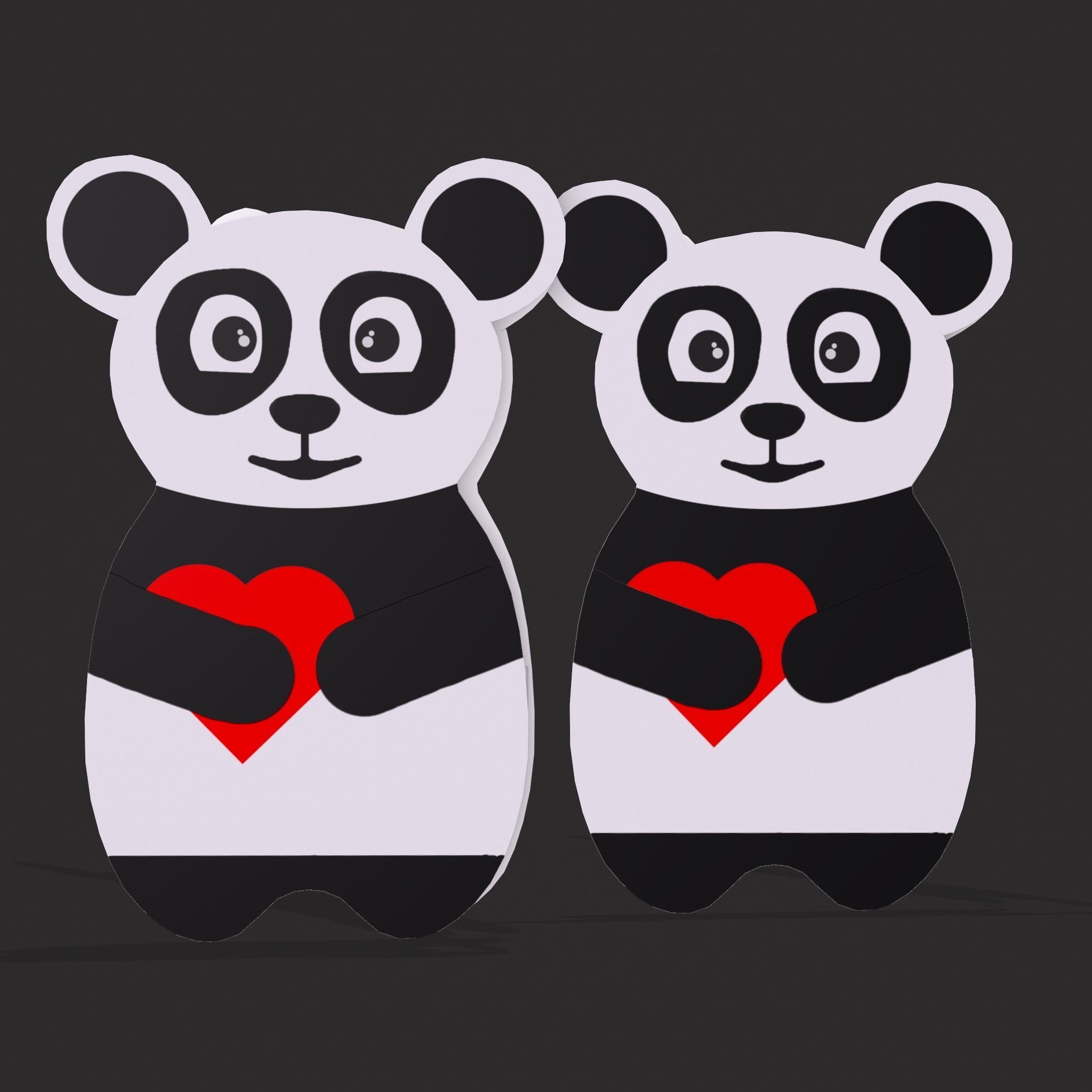 Valentines Panda Love Card Low-poly 3D model_7