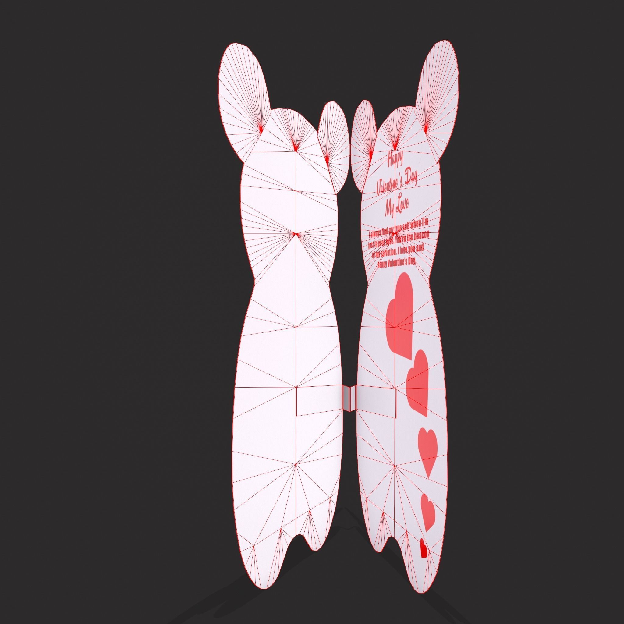 Valentines Panda Love Card Low-poly 3D model_14