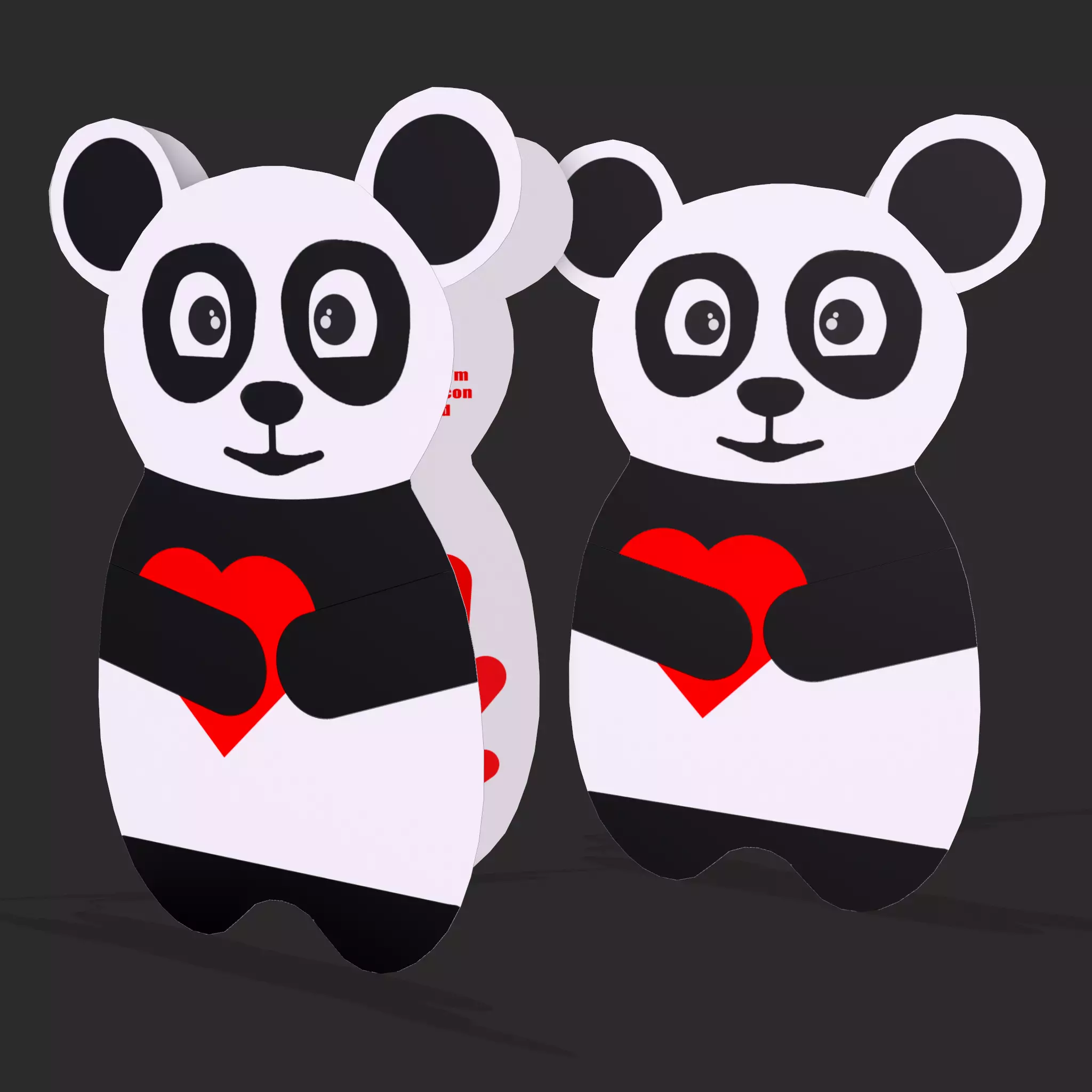 Valentines Panda Love Card Low-poly 3D model_0