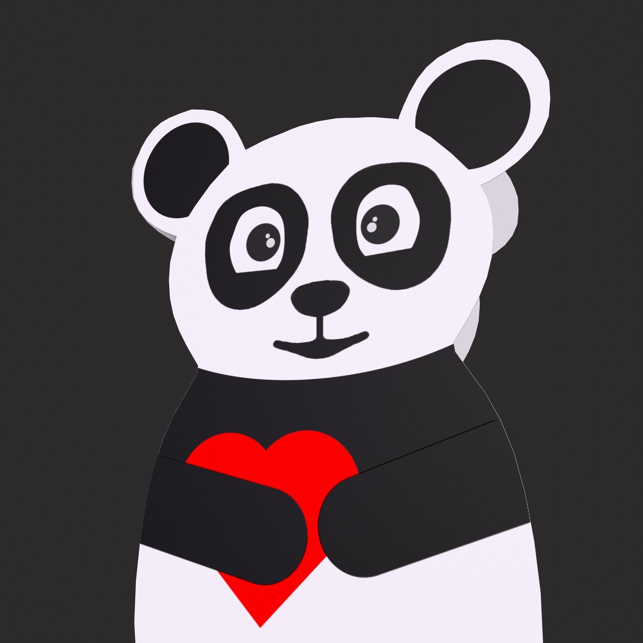 Valentines Panda Love Card Low-poly 3D model_20