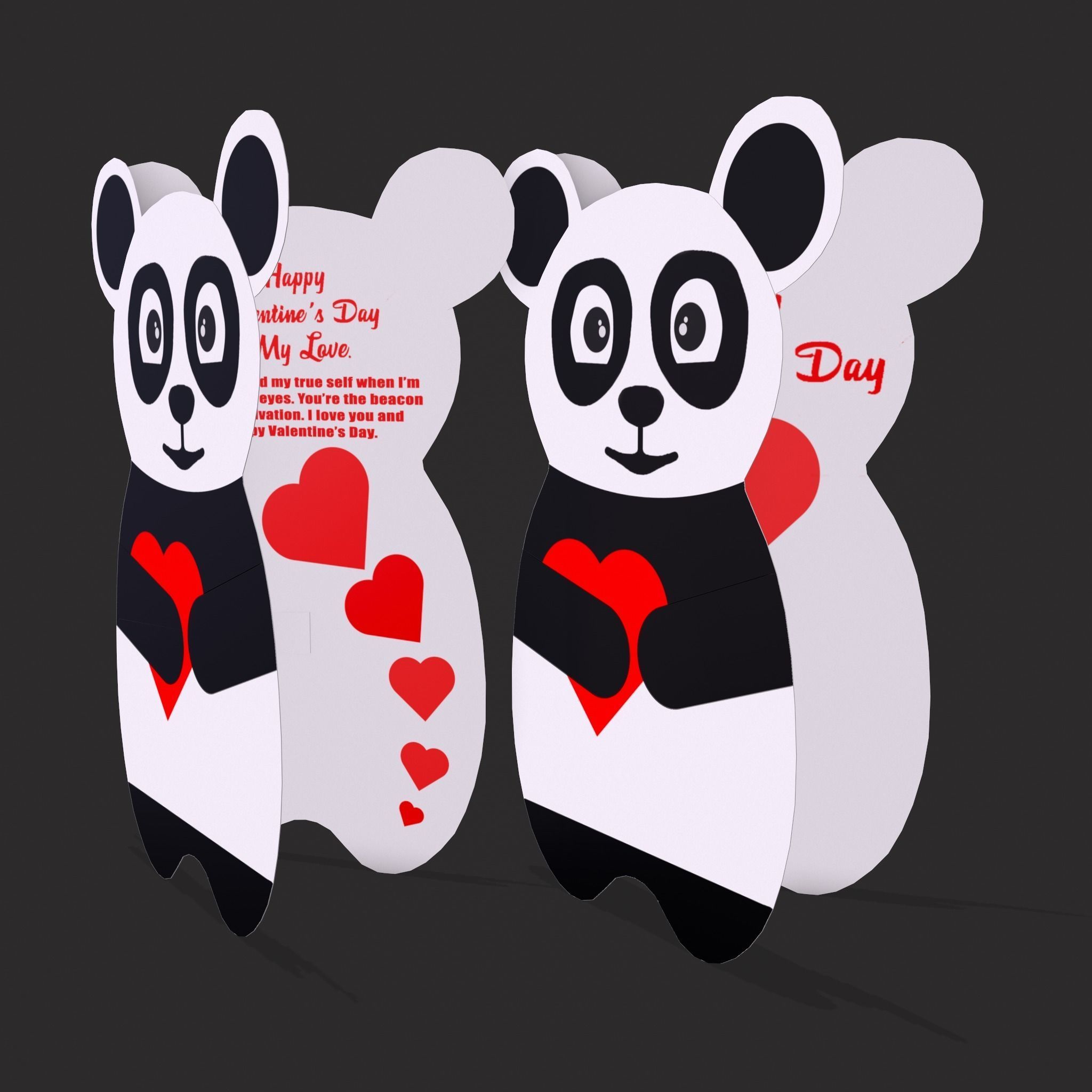 Valentines Panda Love Card Low-poly 3D model_3
