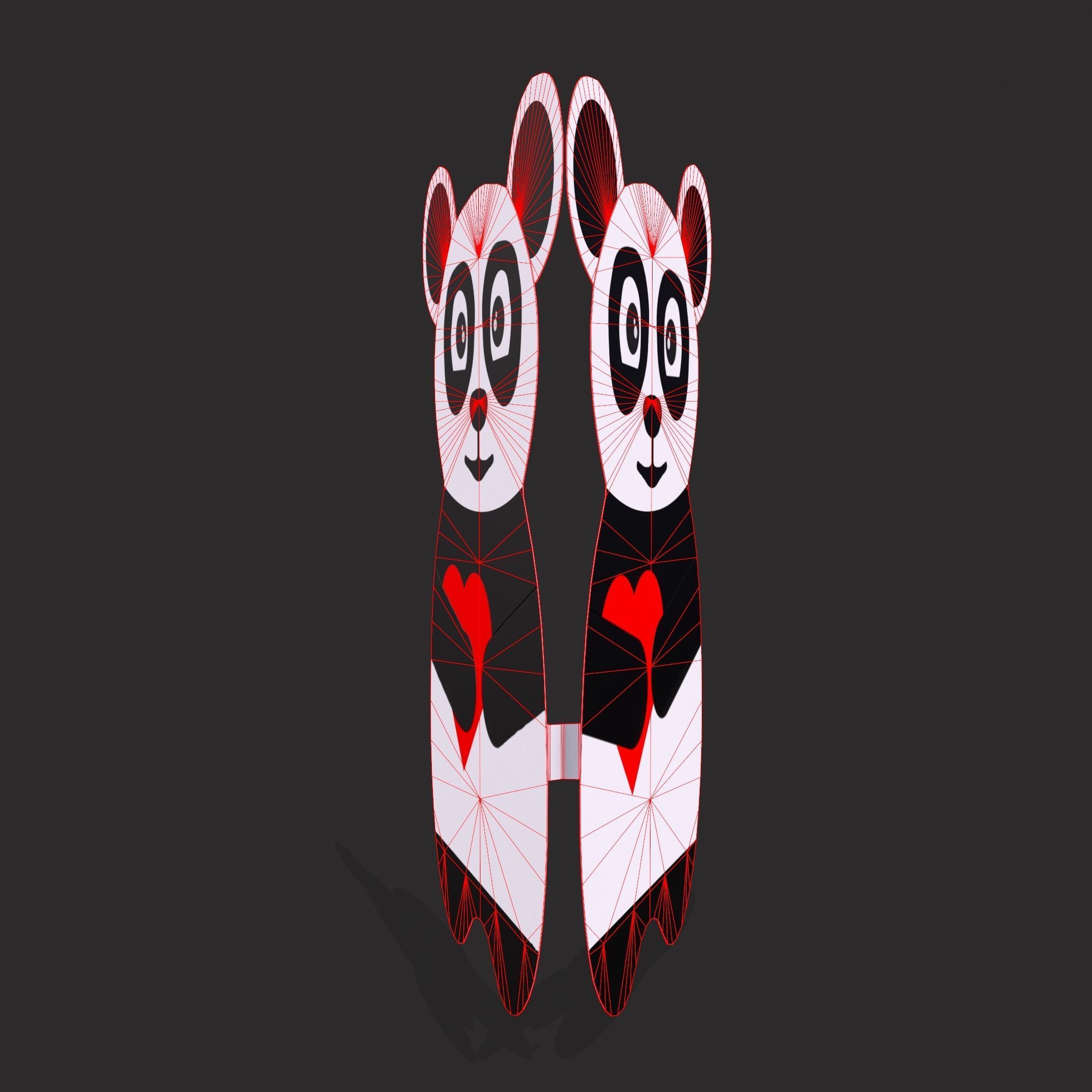 Valentines Panda Love Card Low-poly 3D model_18