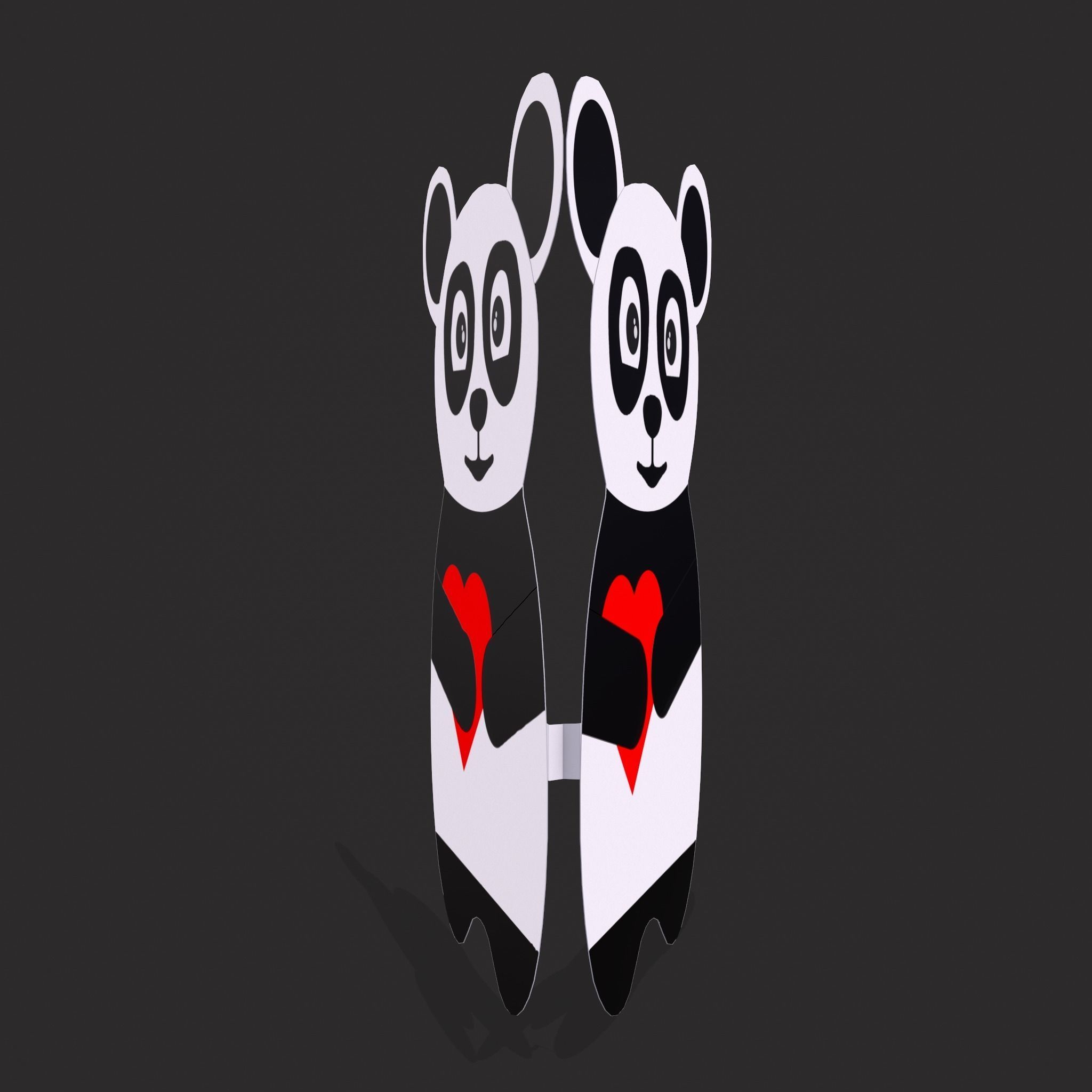 Valentines Panda Love Card Low-poly 3D model_17