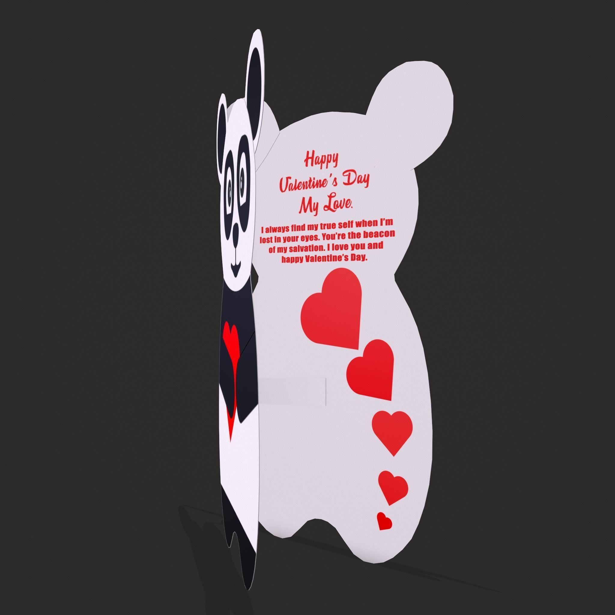 Valentines Panda Love Card Low-poly 3D model_11