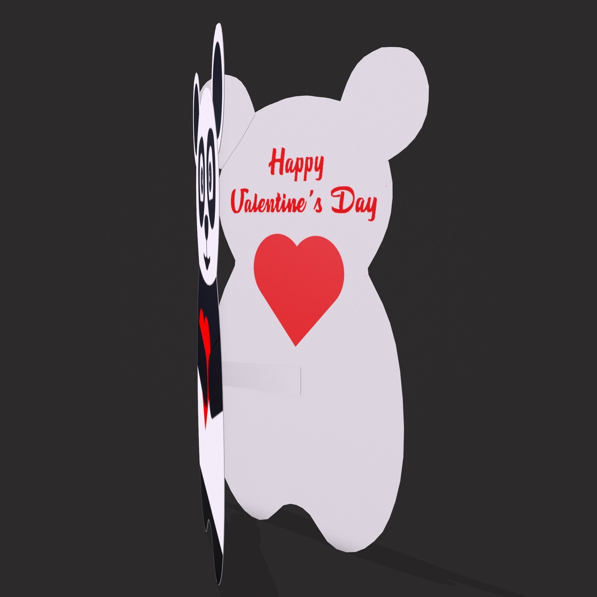 Valentines Panda Love Card Low-poly 3D model_9