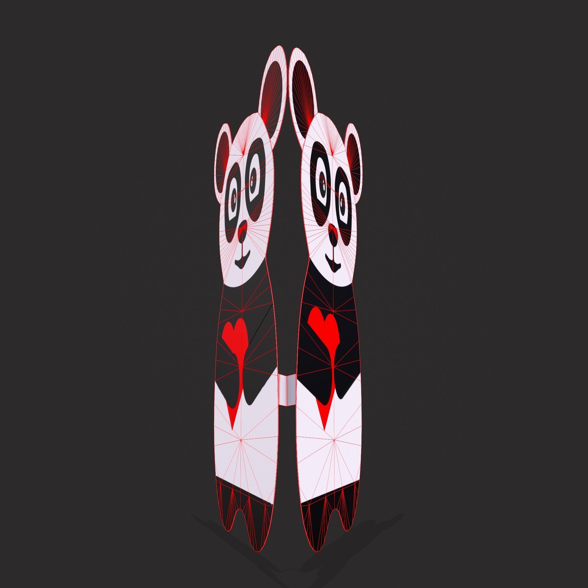 Valentines Panda Love Card Low-poly 3D model_16