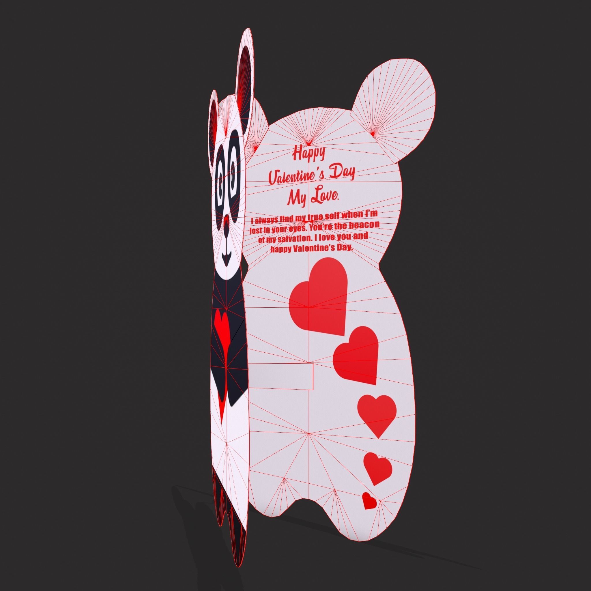 Valentines Panda Love Card Low-poly 3D model_12