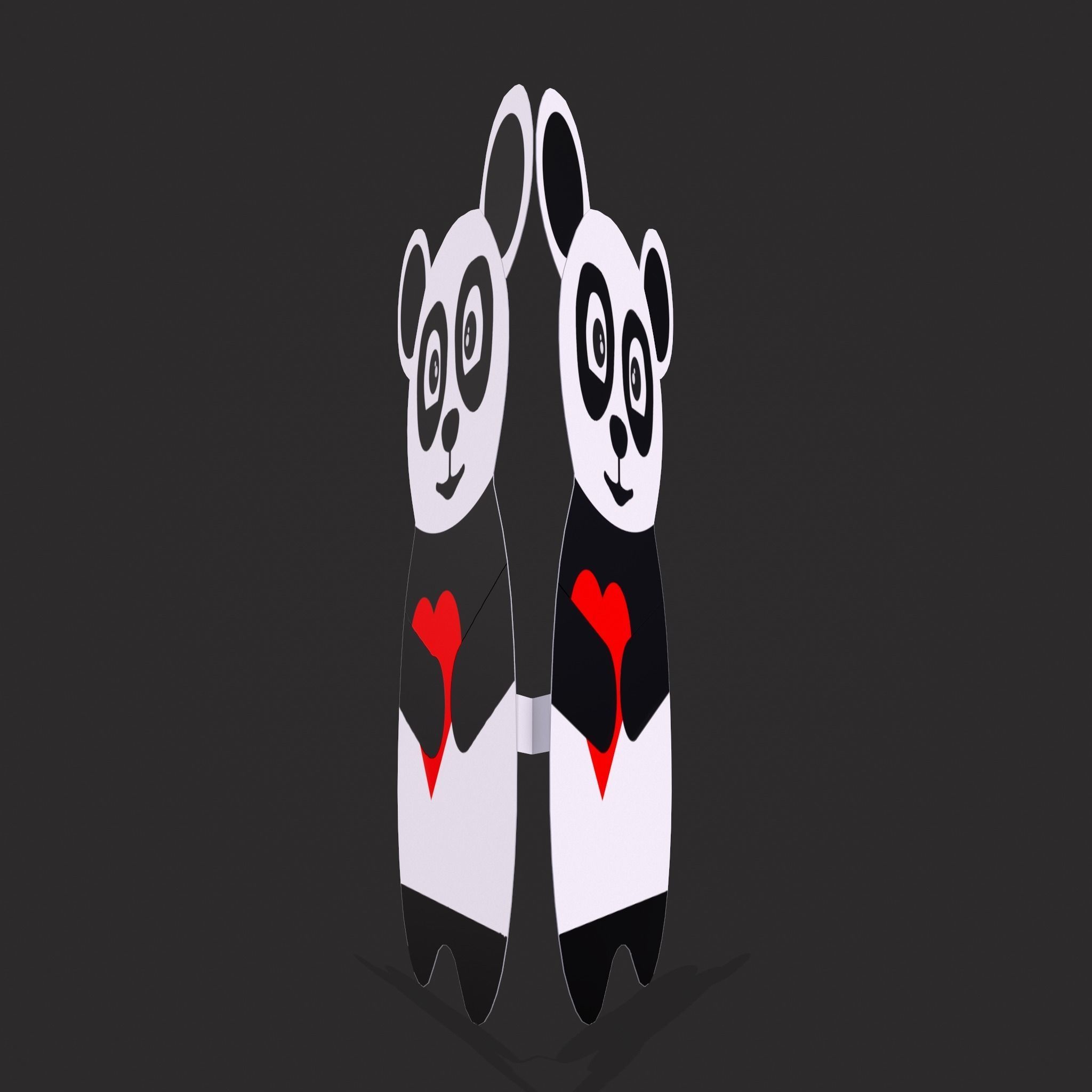 Valentines Panda Love Card Low-poly 3D model_15