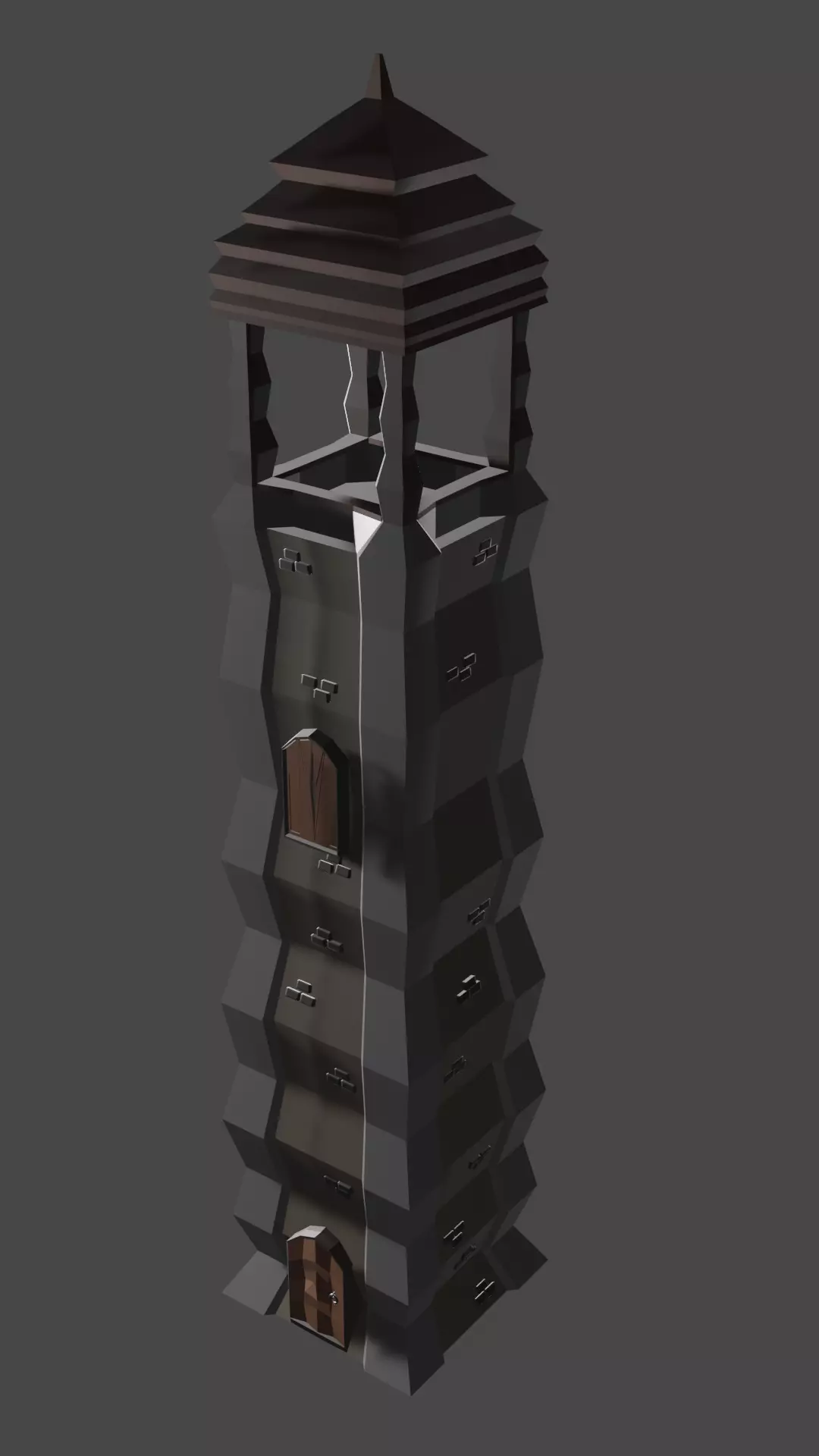 Medieval tower Low poly  Low-poly 3D model_0