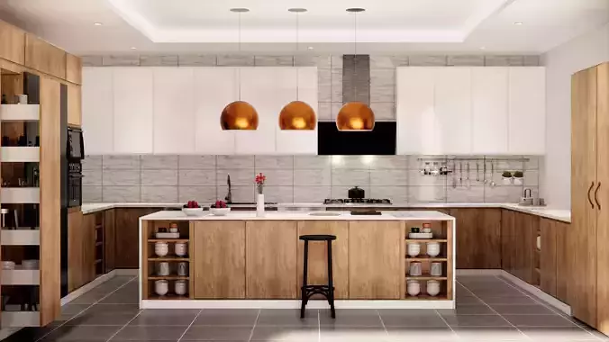 kitchen design  render by enscape 3D model