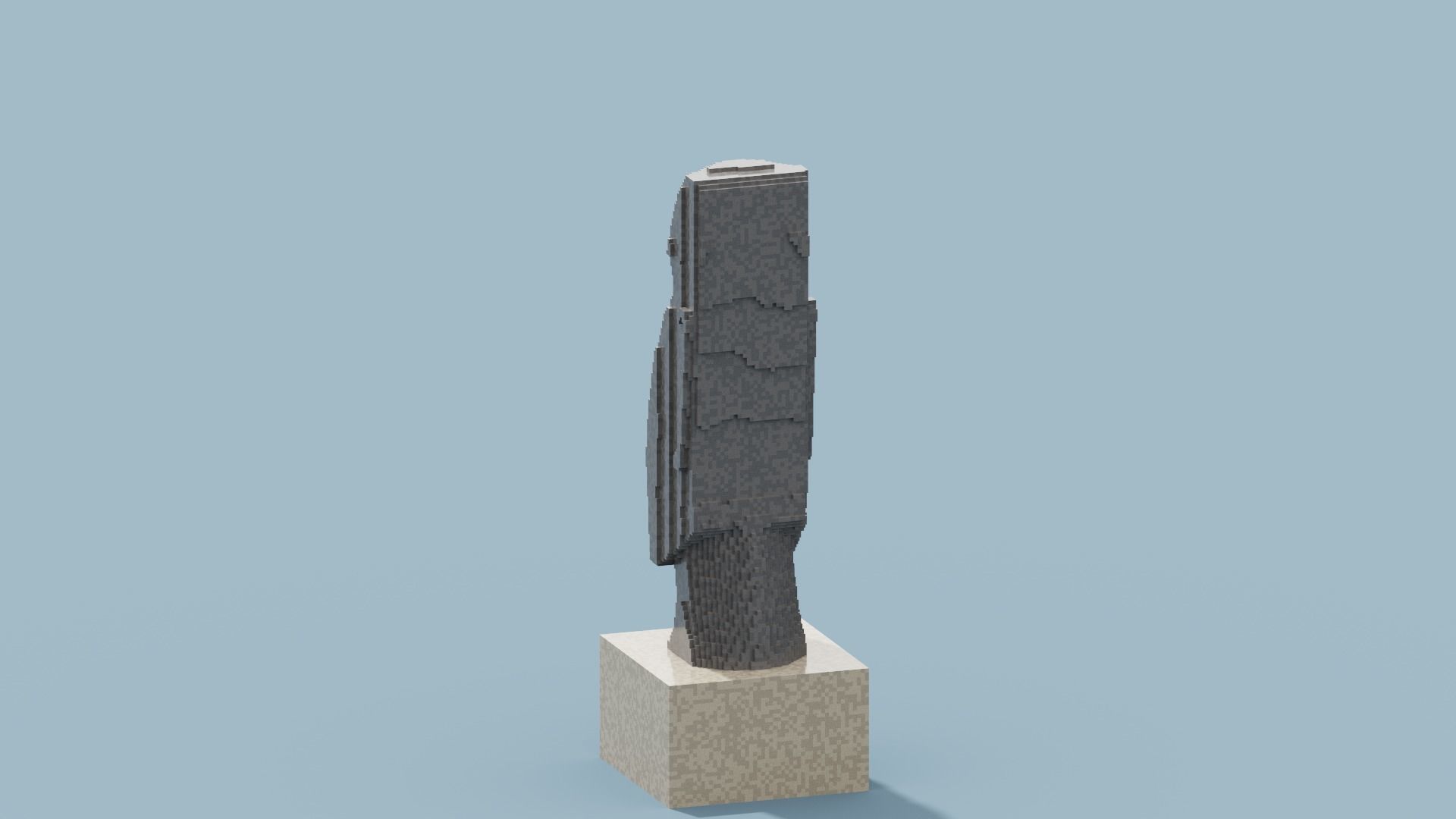 Voxel Moai Statue Low-poly 3D model_7