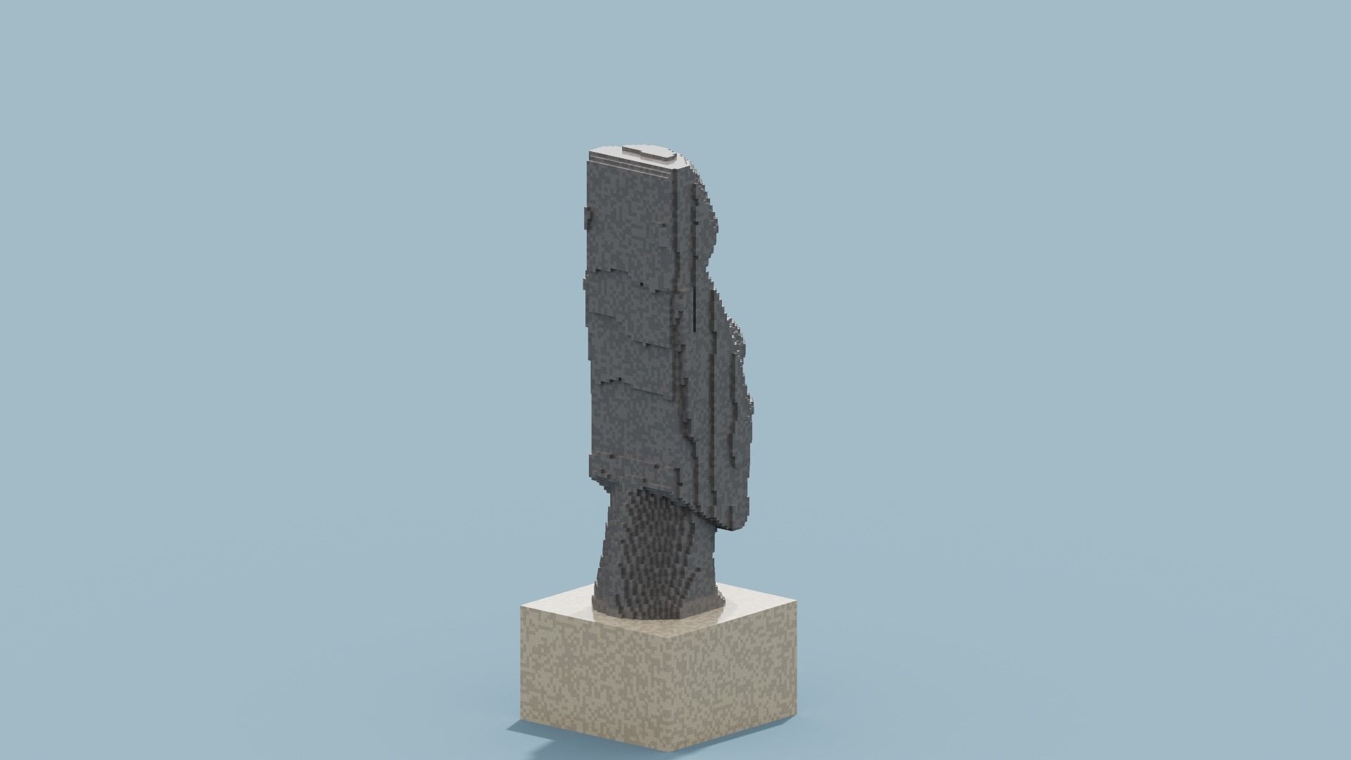 Voxel Moai Statue Low-poly 3D model_9