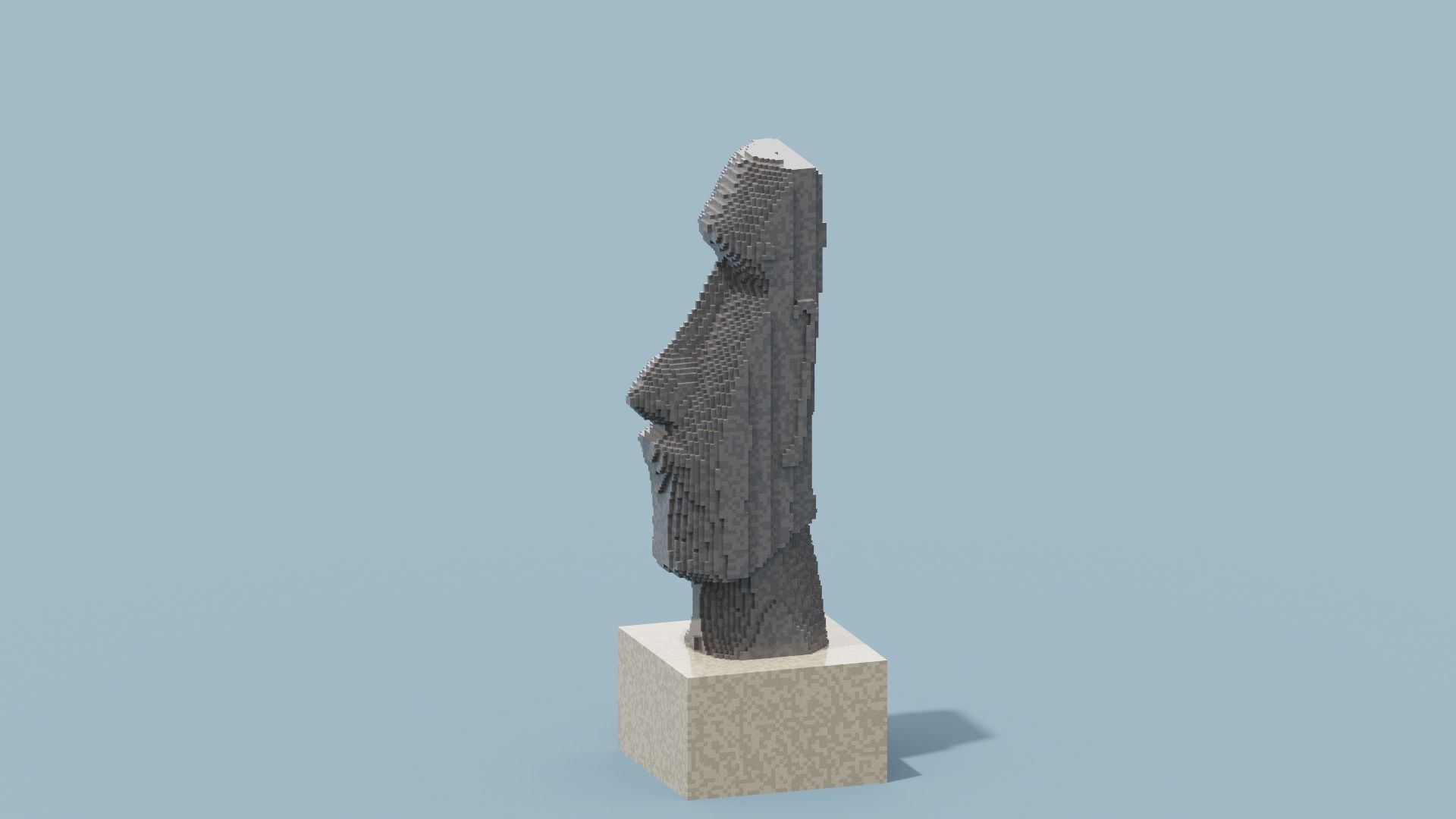 Voxel Moai Statue Low-poly 3D model_4