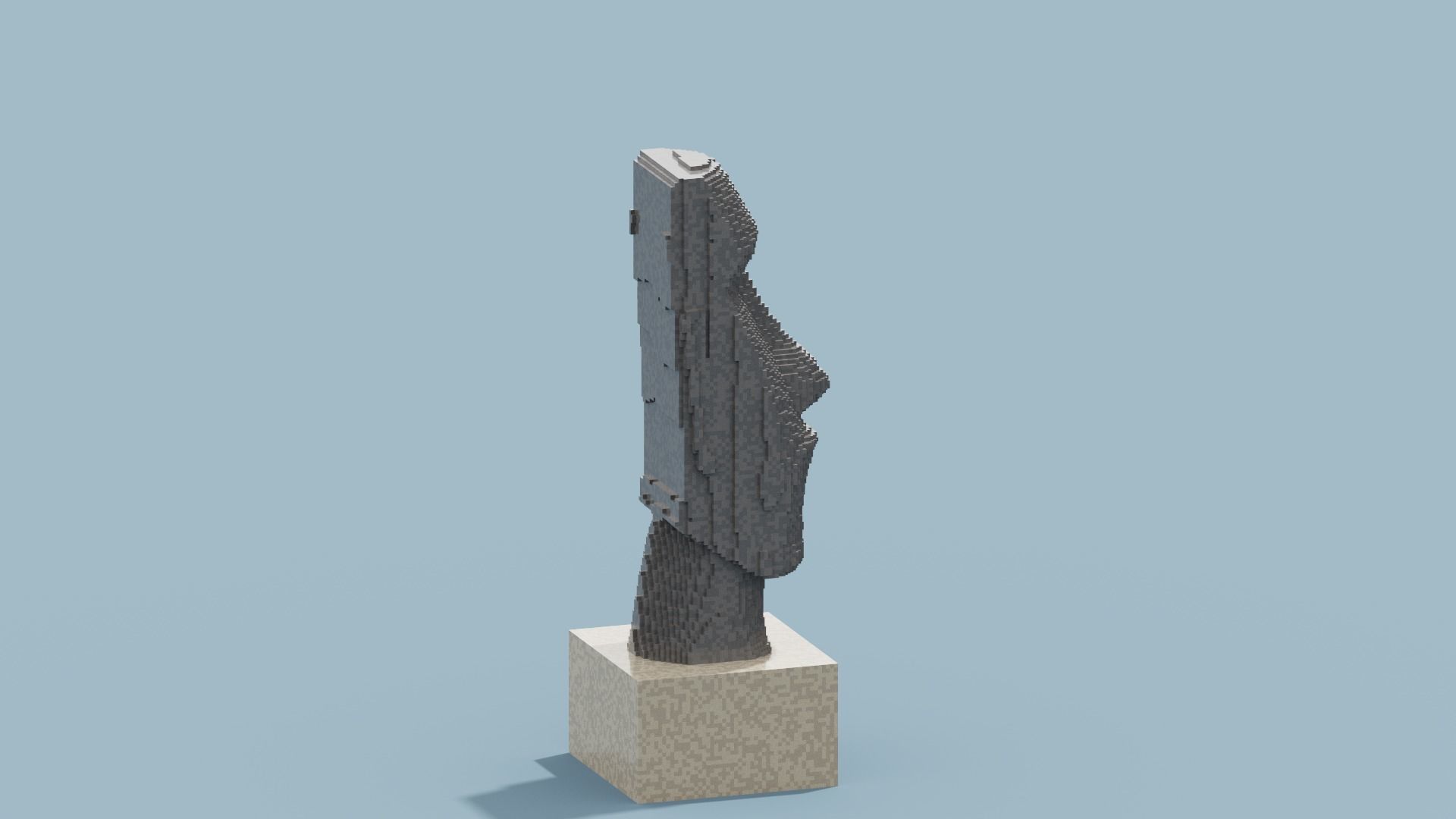 Voxel Moai Statue Low-poly 3D model_10