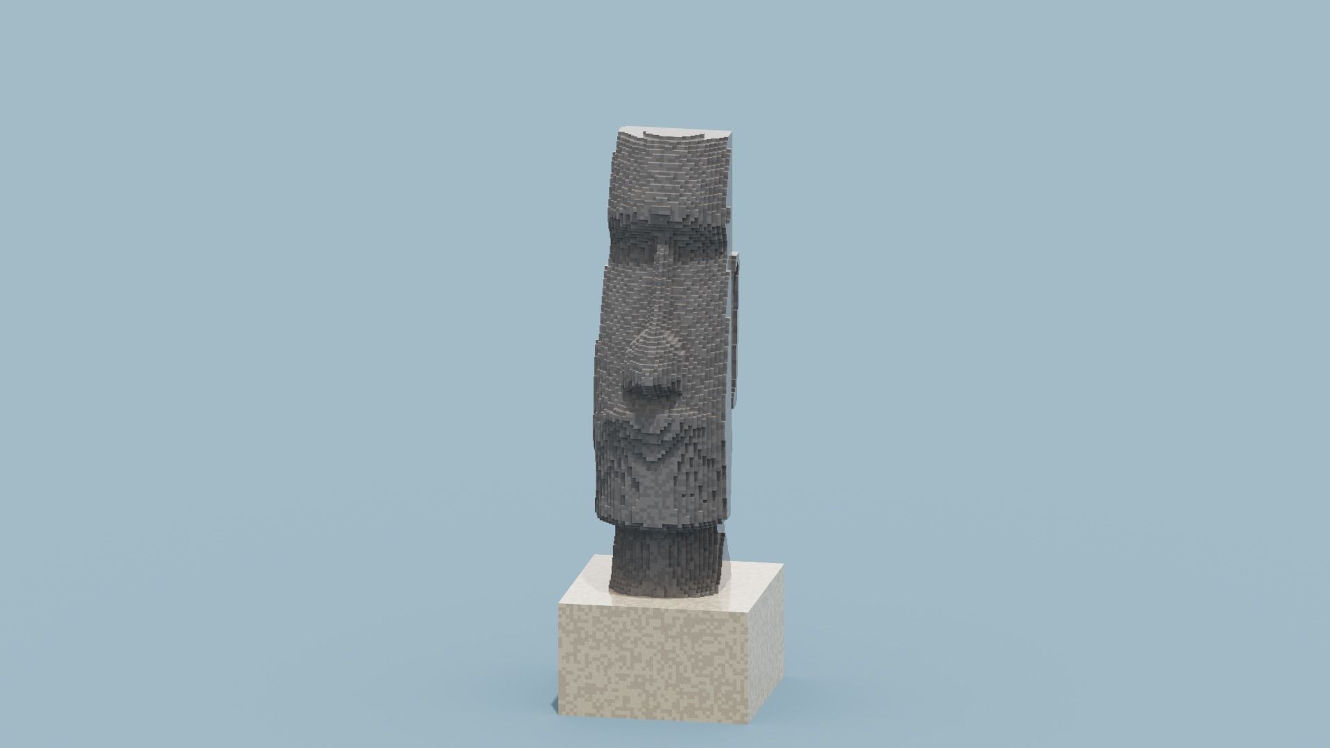 Voxel Moai Statue Low-poly 3D model_2